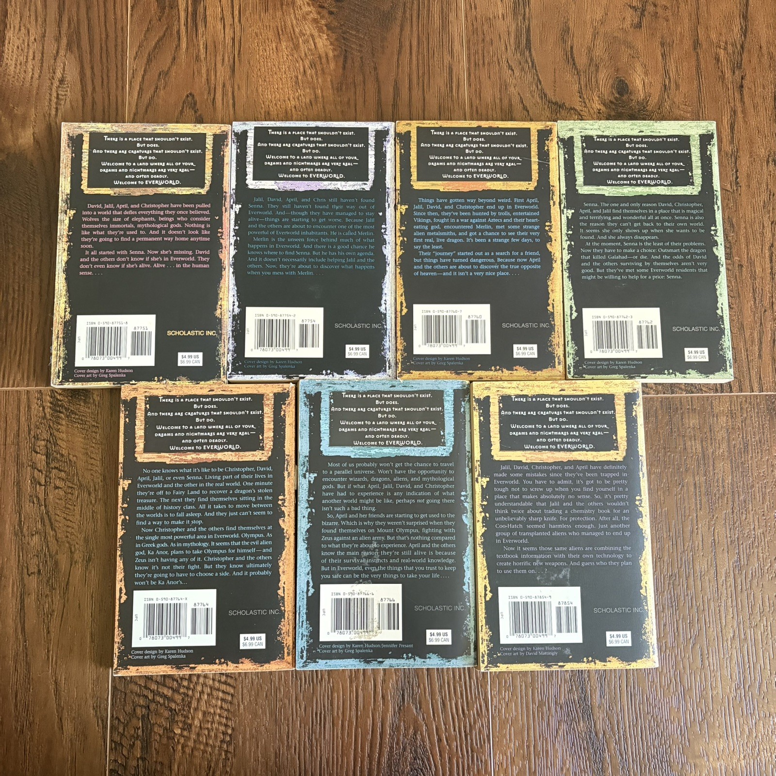 Everworld 7 Book Lot Set K.A. Applegate books 2-8 of series