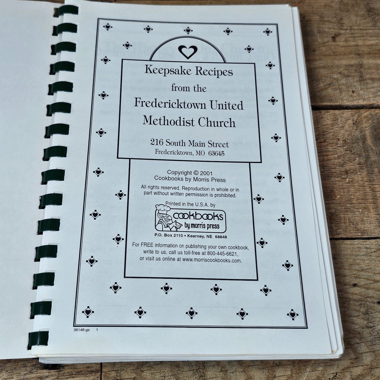 Fredericktown MO United Methodist Church Keepsake Recipes Cookbook 2001 Spiral