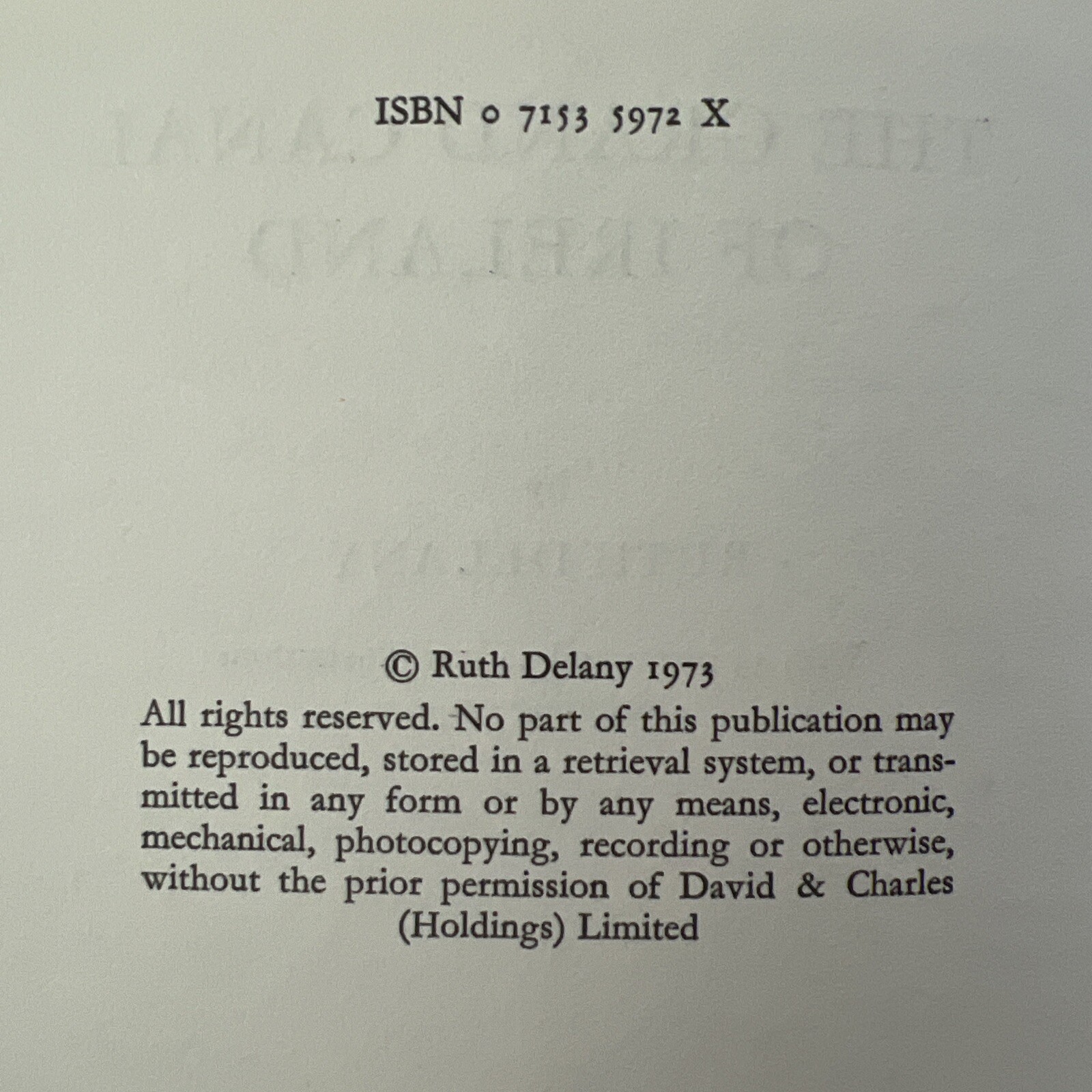 The Grand Canal of Ireland By Ruth Delany. 1975. VVG HCDJ