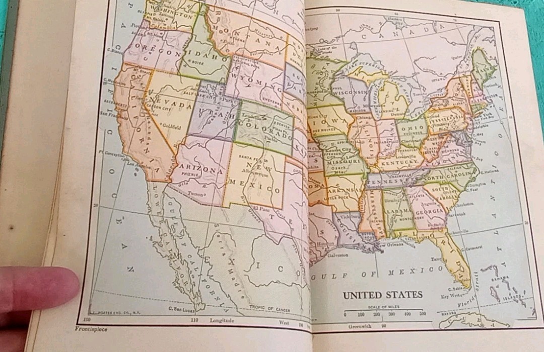 1900s Geographical North America USA Book School Textbook