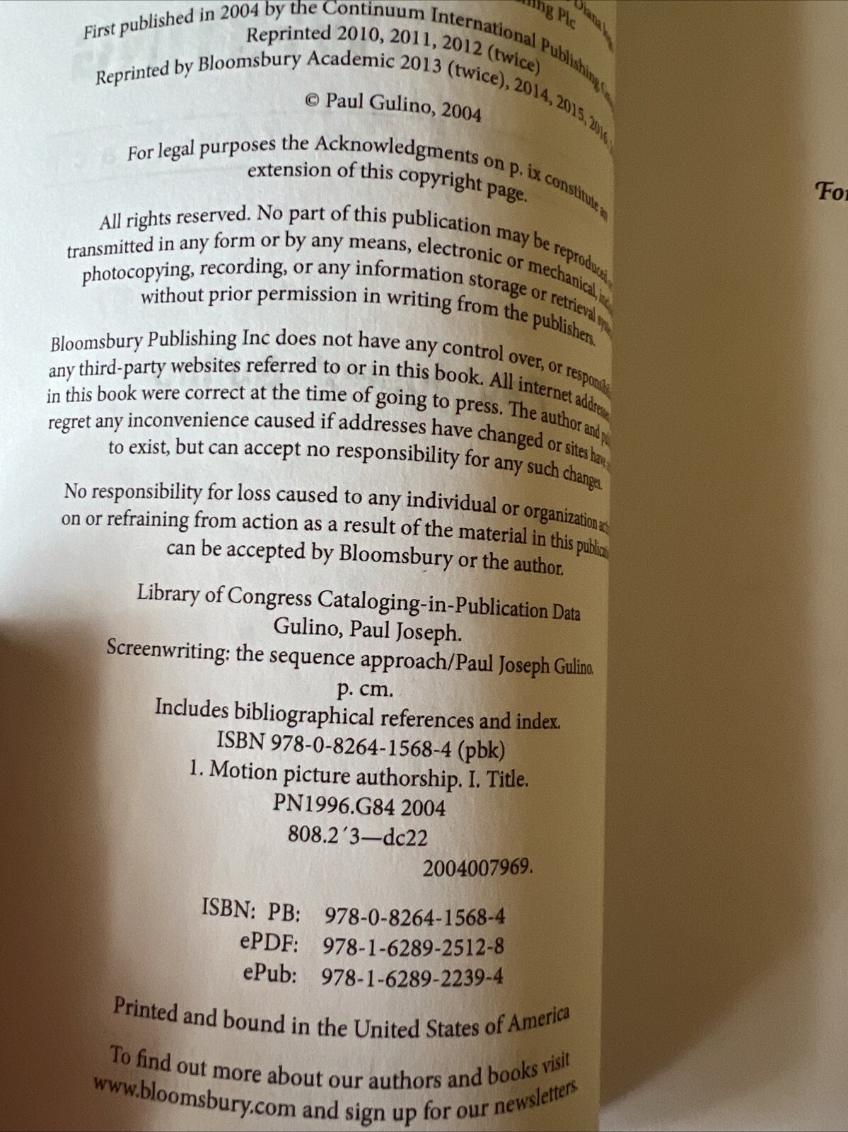 Screenwriting: The Sequence Approach by Paul Joseph Gulino Paperback