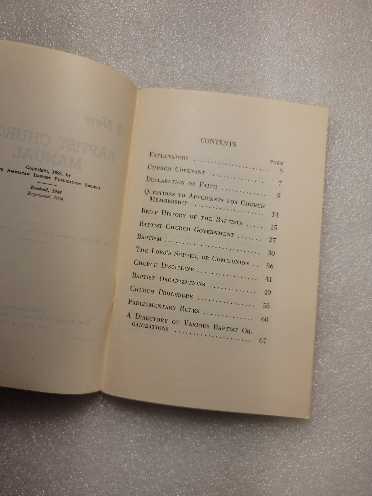 RARE FIND! EXCELLENT CONDITION! New Baptist Church Manual: The Judson Press.