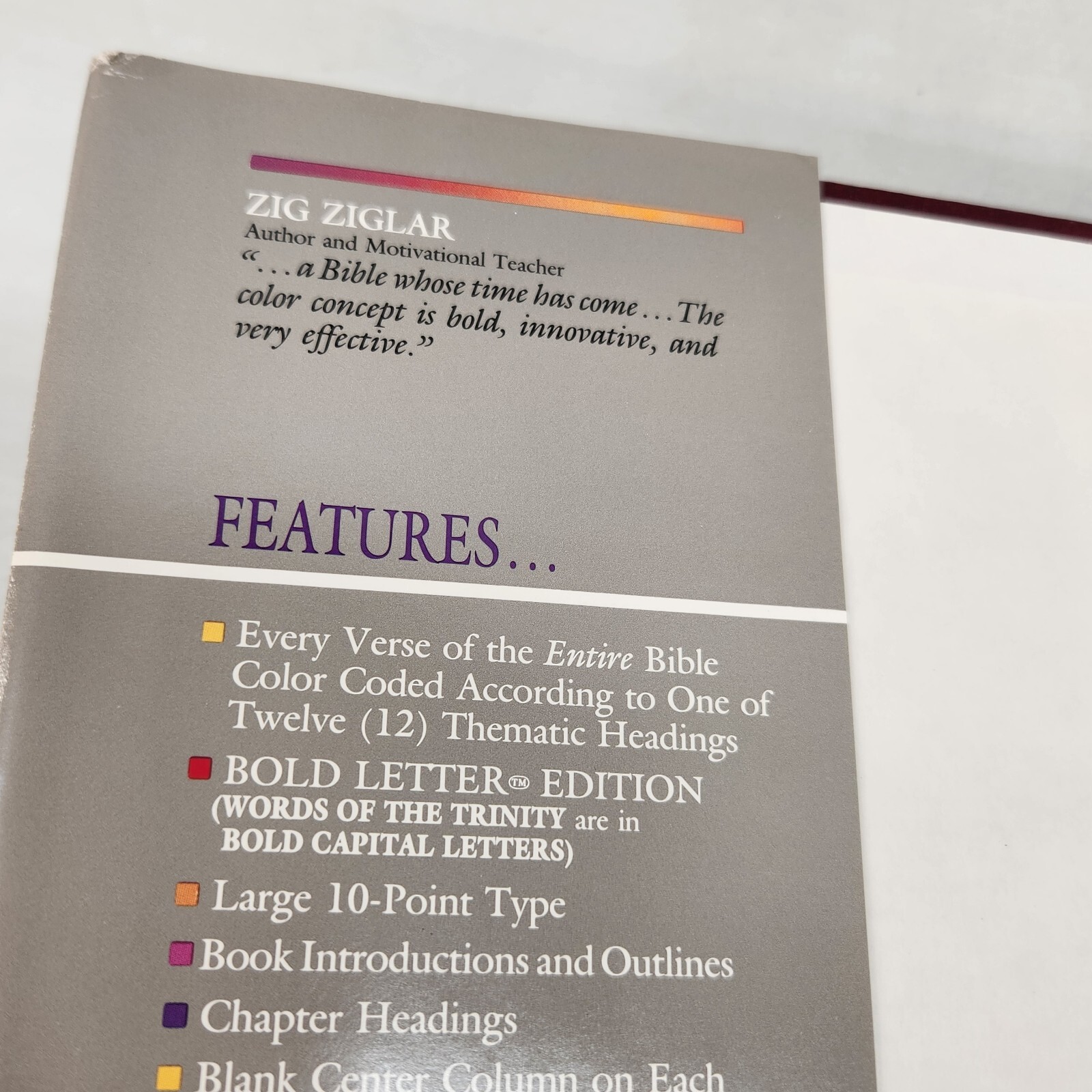 The Rainbow Study Bible (1986) Color Coded Burgundy Hardback & Dust Jacket
