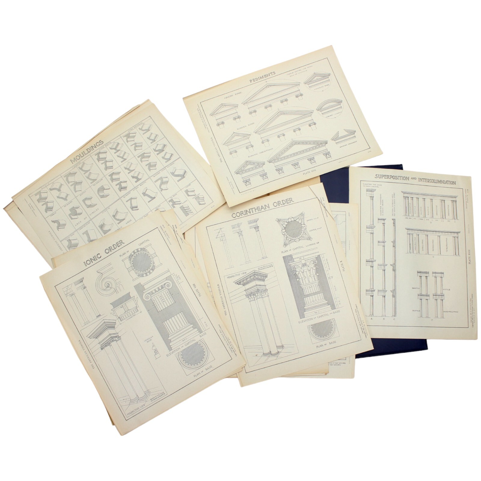 CLASSICAL ARCHITECTURE FIVER ORDERS 1924 WARE TUSCAN DORIC IONIC GREEK PLATES