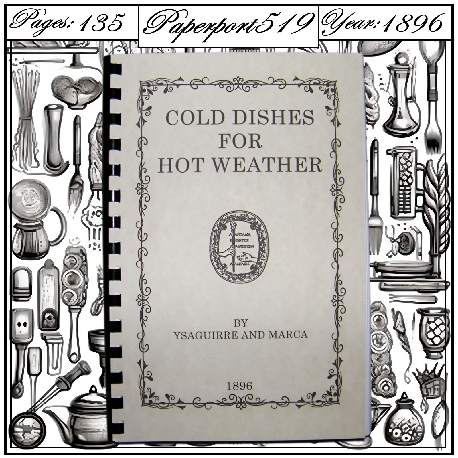 1896 Cold Dishes For Hot Weather Vintage Cook Book 135 Pages