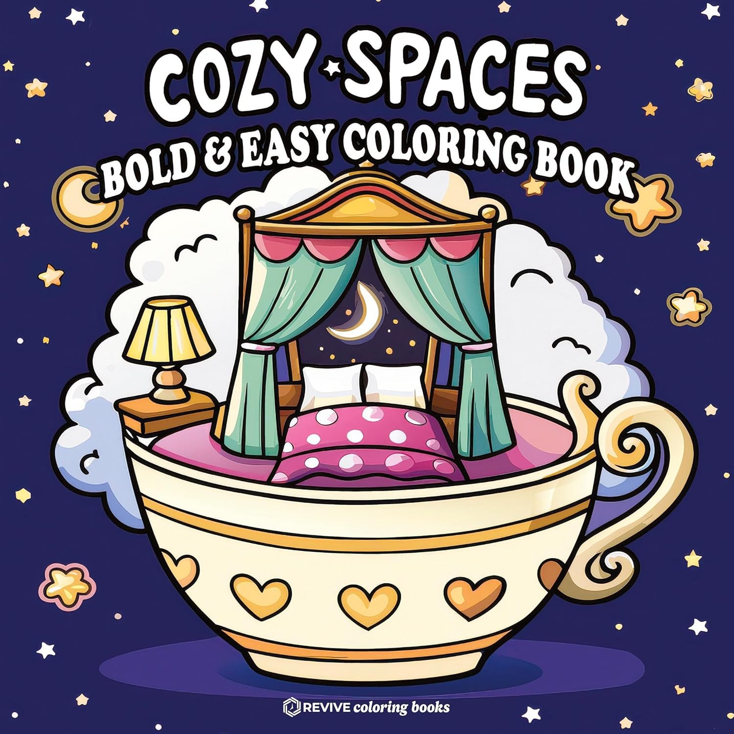 Revive Coloring Boo Bold & Easy Cozy Spaces Coloring Bo (Paperback