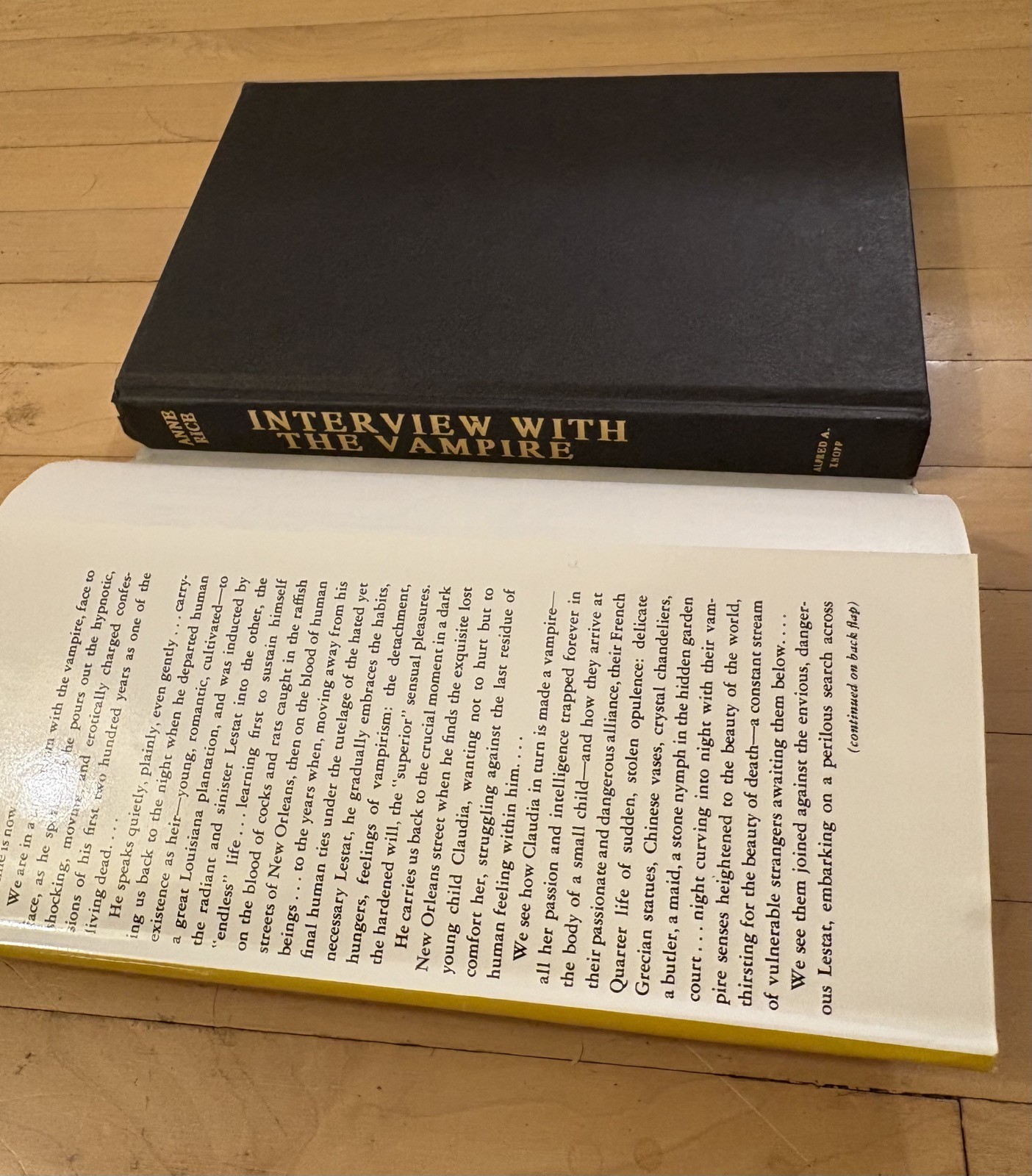 INTERVIEW WITH THE VAMPIRE Anne Rice 1976 Book Club Edition Hardcover DJ VG+/VG+
