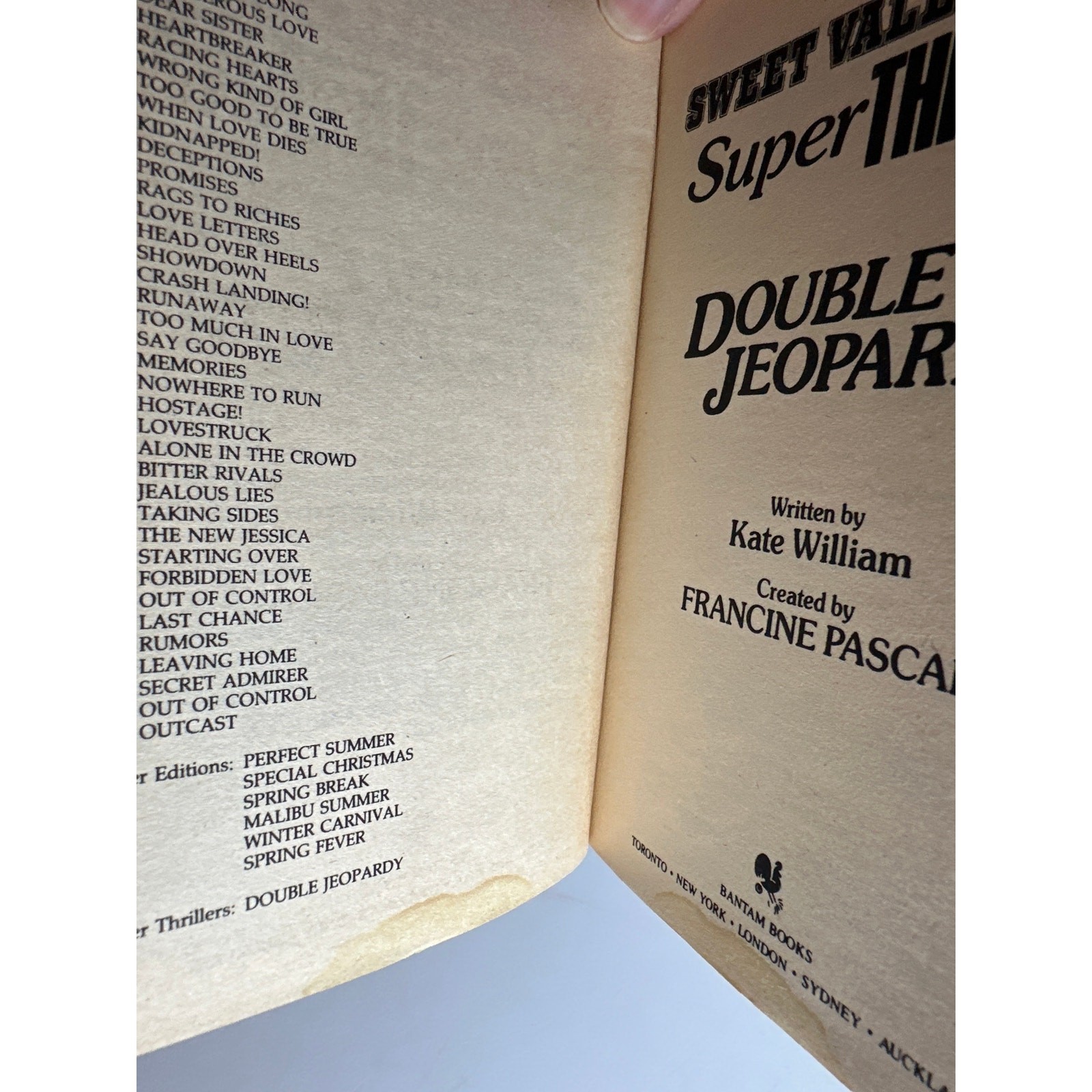 Sweet Valley High Super Thriller First Edition First Print Book Double Jeopardy