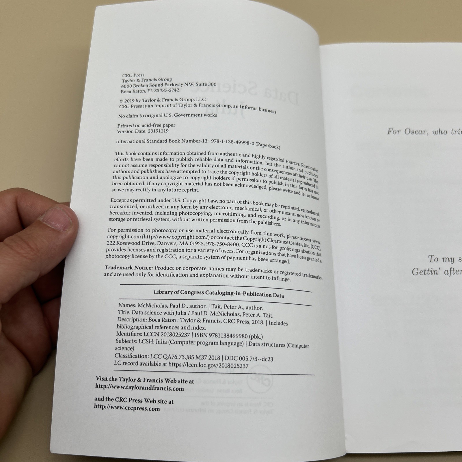 Data Science with Julia by Paul D. McNicholas & Peter Tait 2019 Programming Book