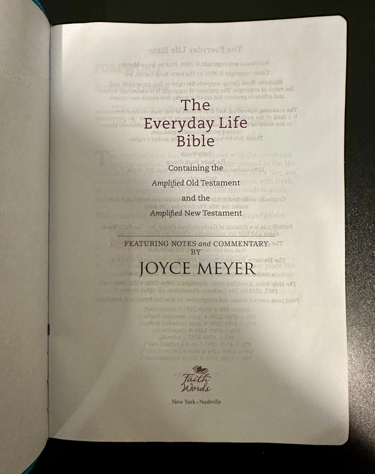 The Everyday Life Bible Teal LeatherLuxe Amplified Bible Joyce Meyer w/ Box
