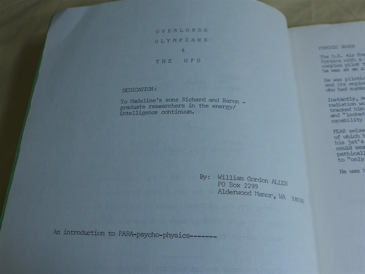 William Gordon Allen OVERLORDS AND OLYMPIANS 1974 Ed. (1 of 800) Health Research