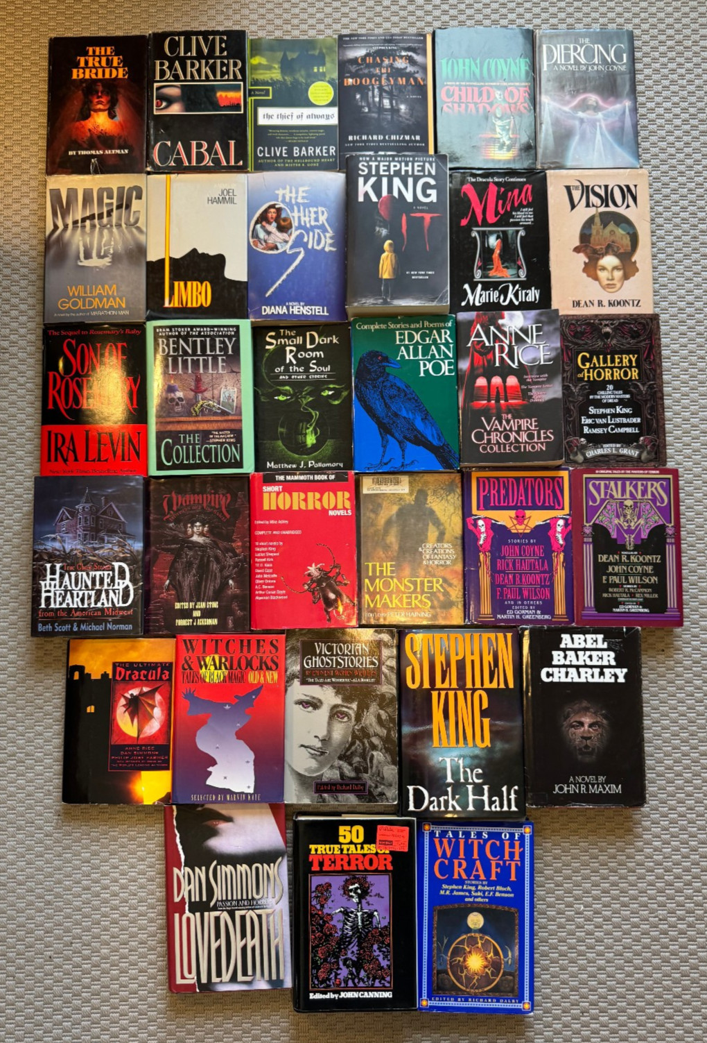 Large Horror Suspense Thriller Lot 32 Books HCDJ Vintage Stephen King Anne Rice