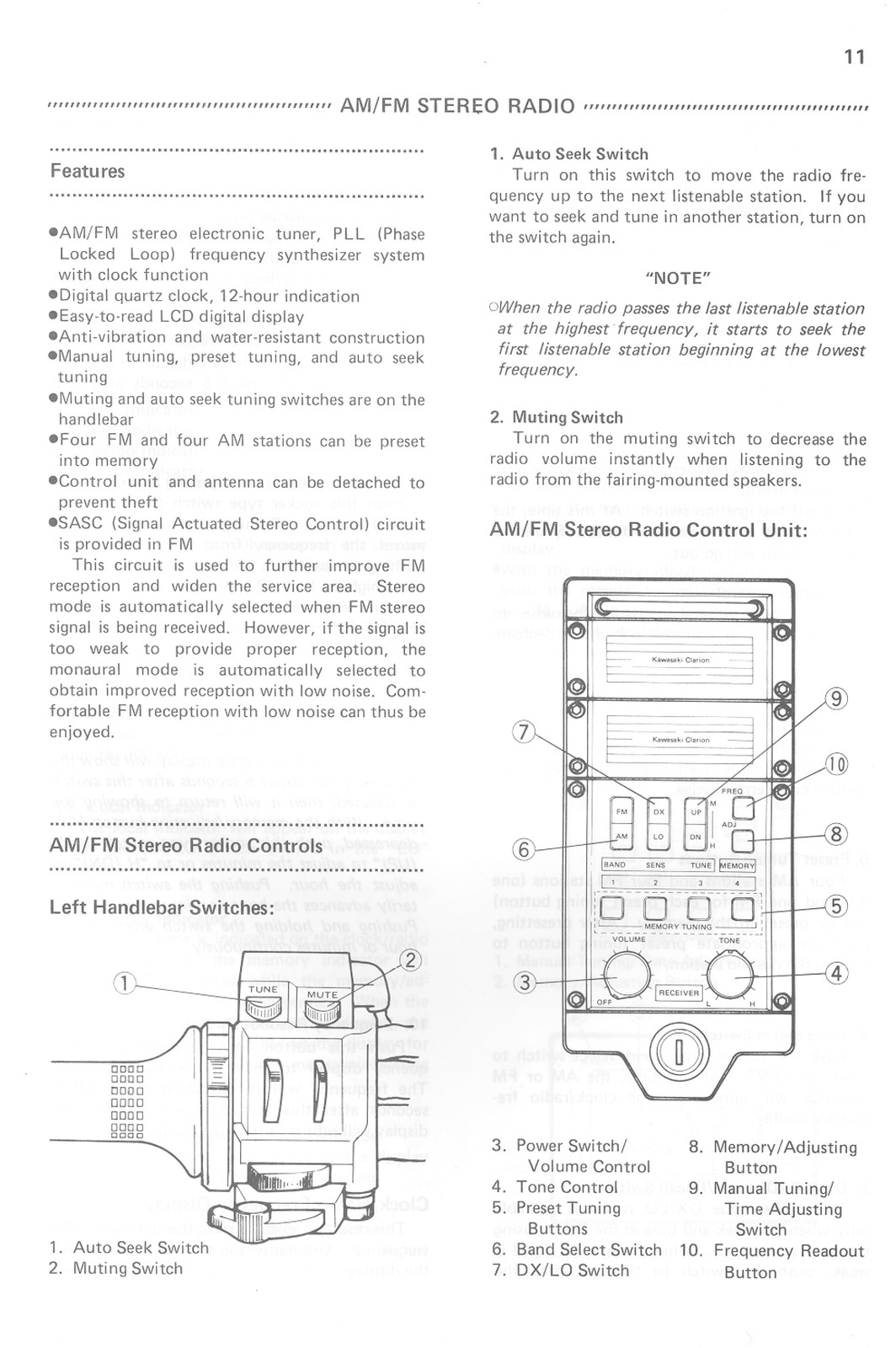 KAWASAKI Voyager Audio Systems Operators Manual 1984 – WIRE BOUND – TOUGH COVERS