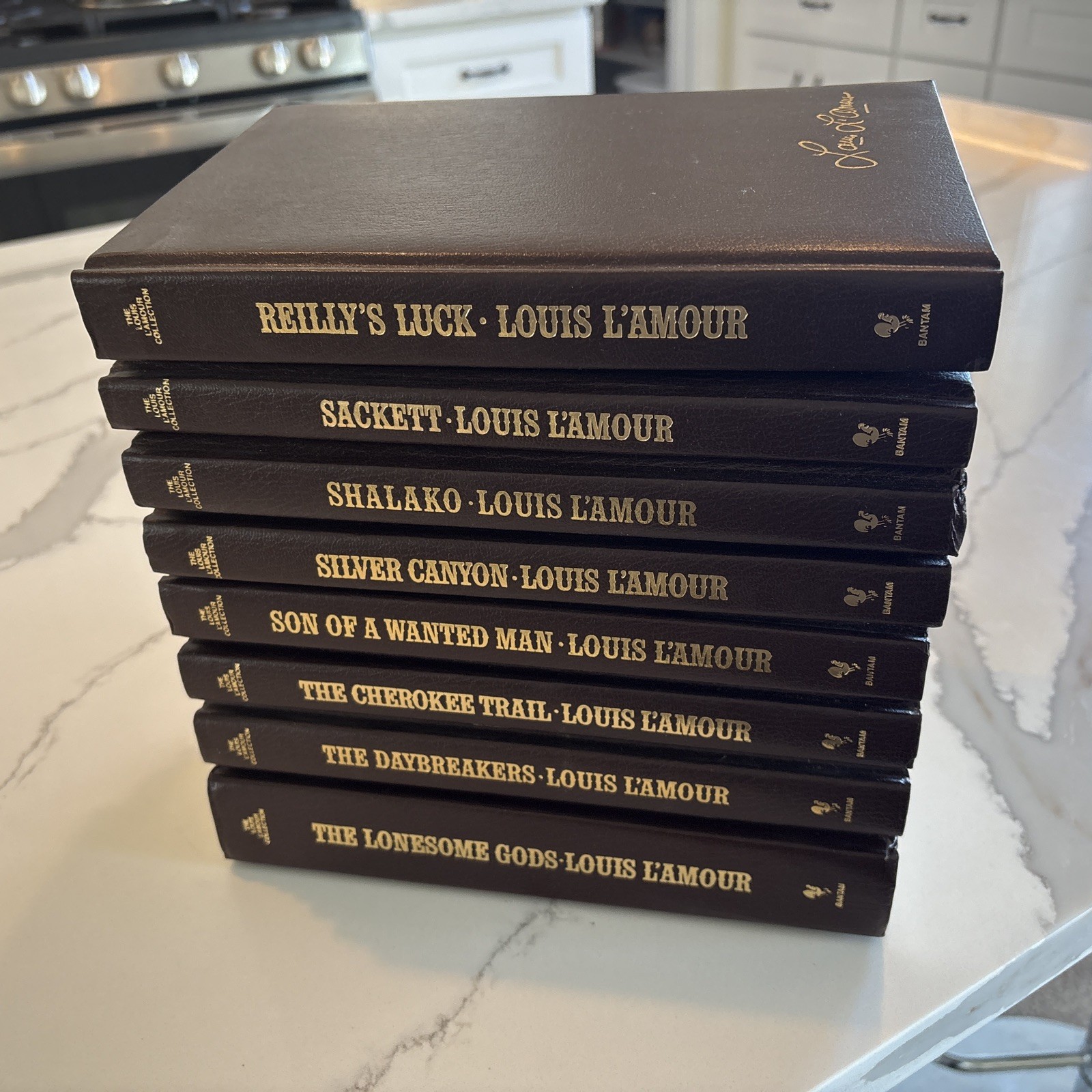 The Louis L’Amour Collection Bantam Leatherette Hardcover Edition Lot Of 8. O-14