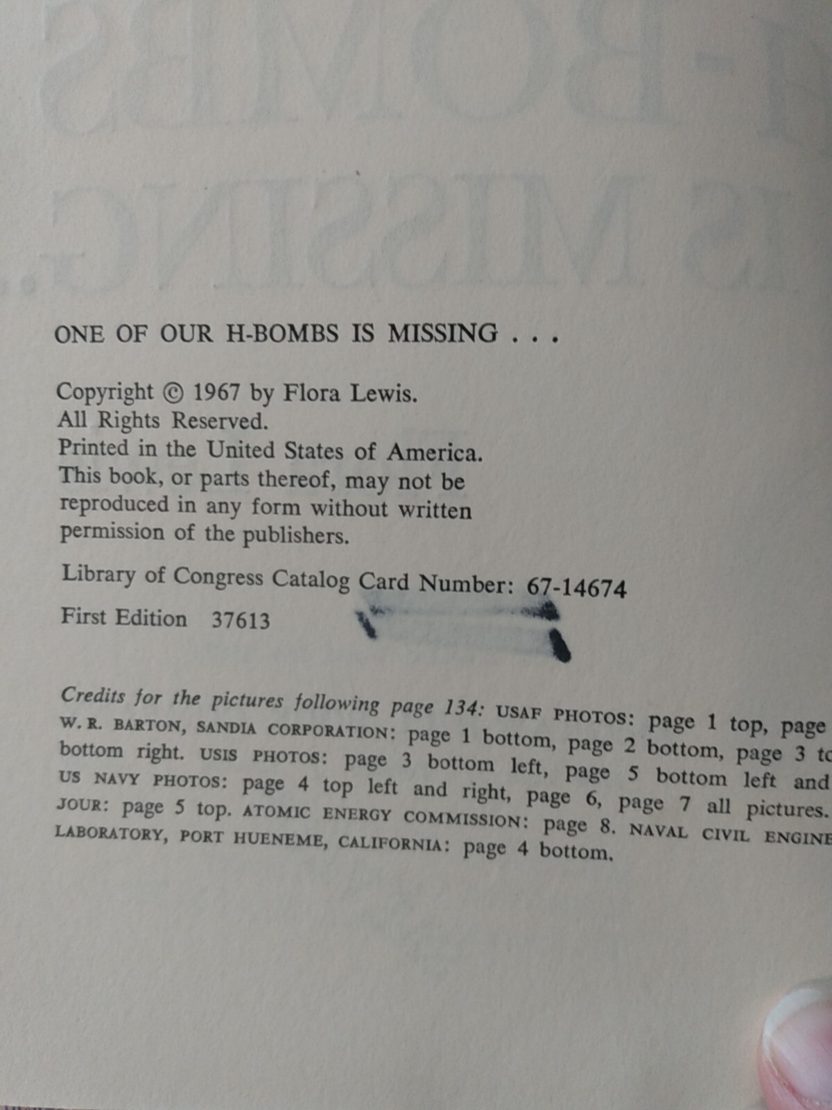 NuclearWar One of Our H-Bombs Is Missing Flora Lewis political history military
