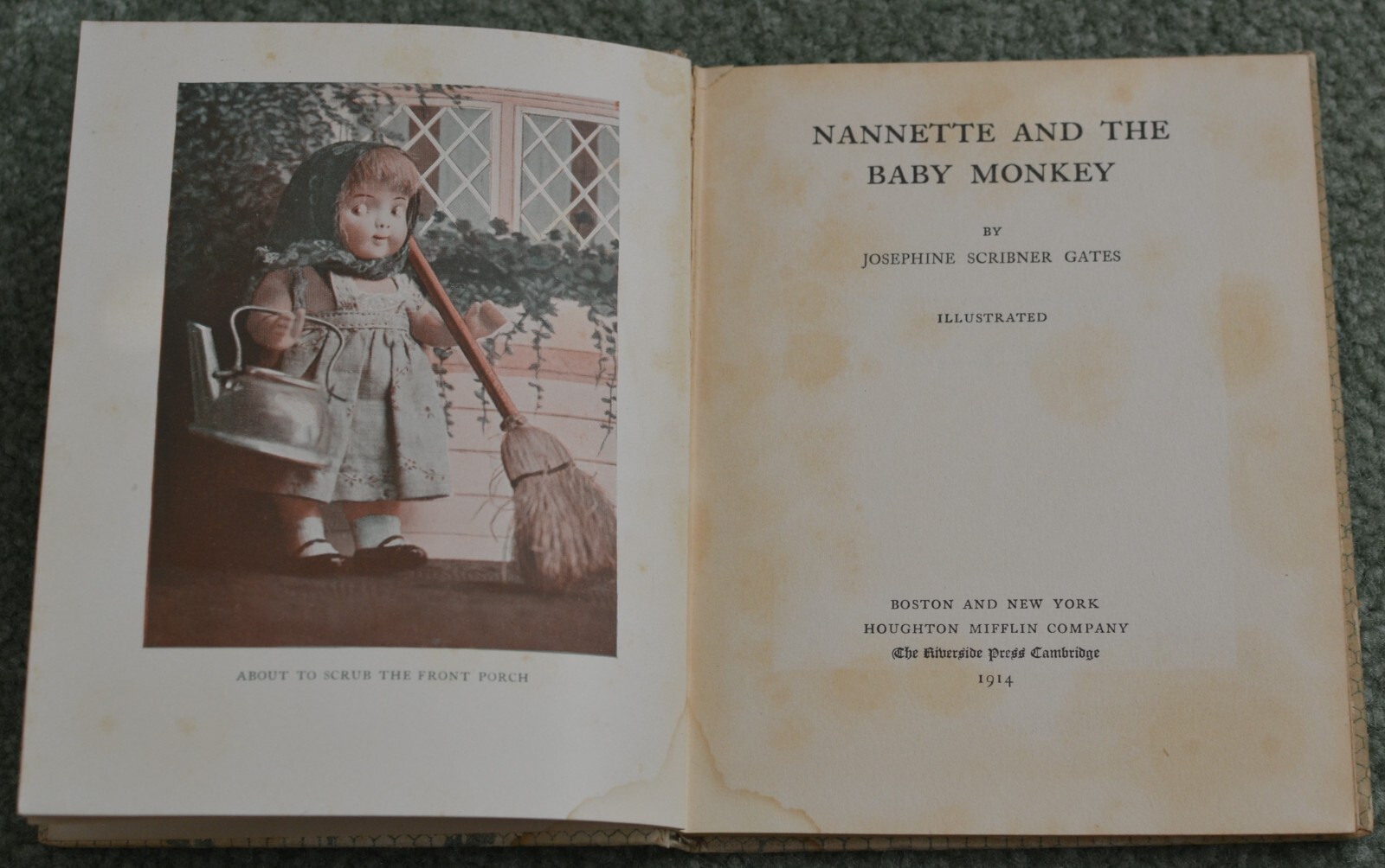 Nannette & Baby Monkey~Josephine Scribner Gates~vintage~1914~illustrated~RARE VG