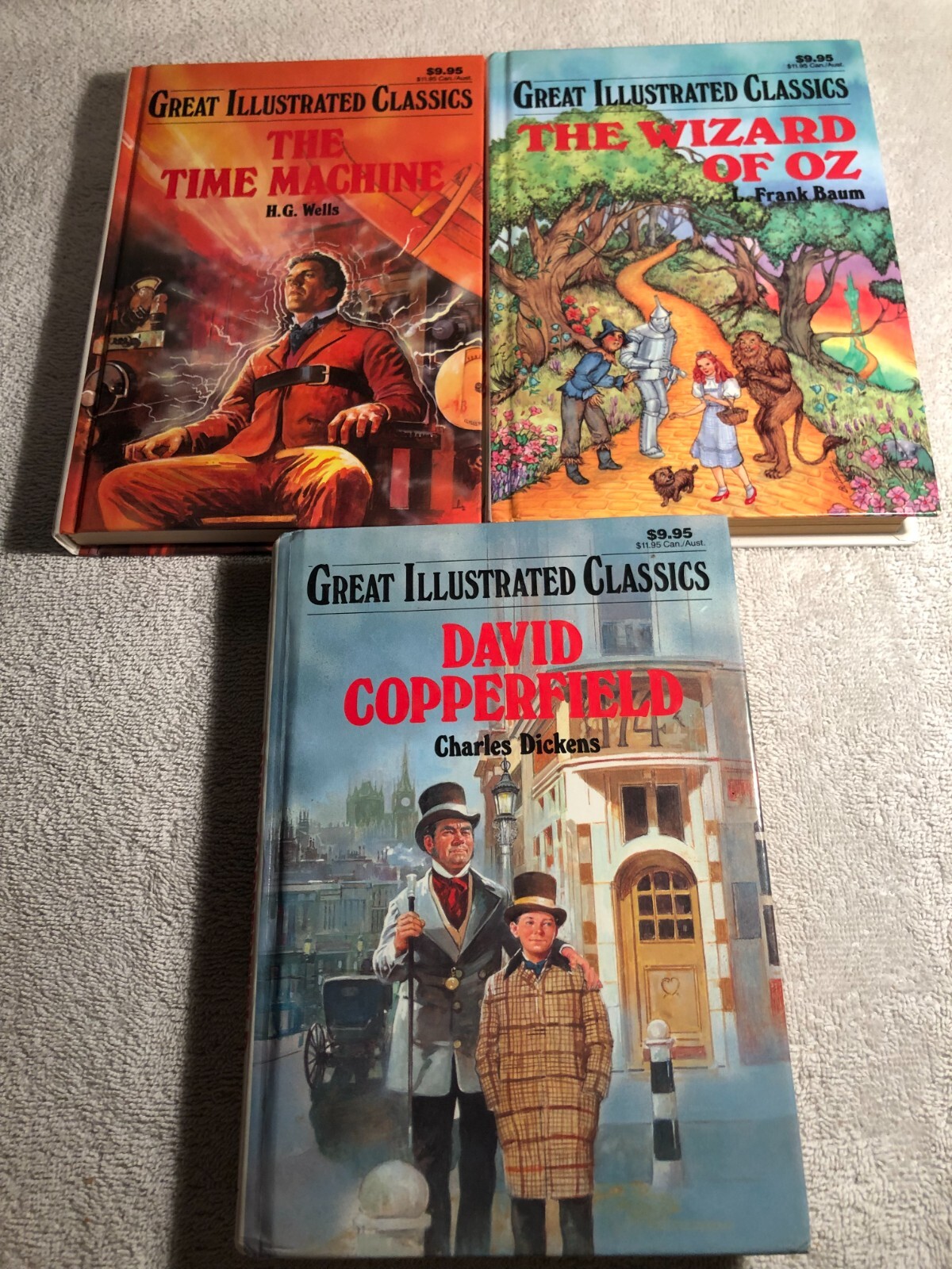 Great Illustrated Classics Lot of 3 HBs-Wizard of OZ-Time Machine-D. Copperfield