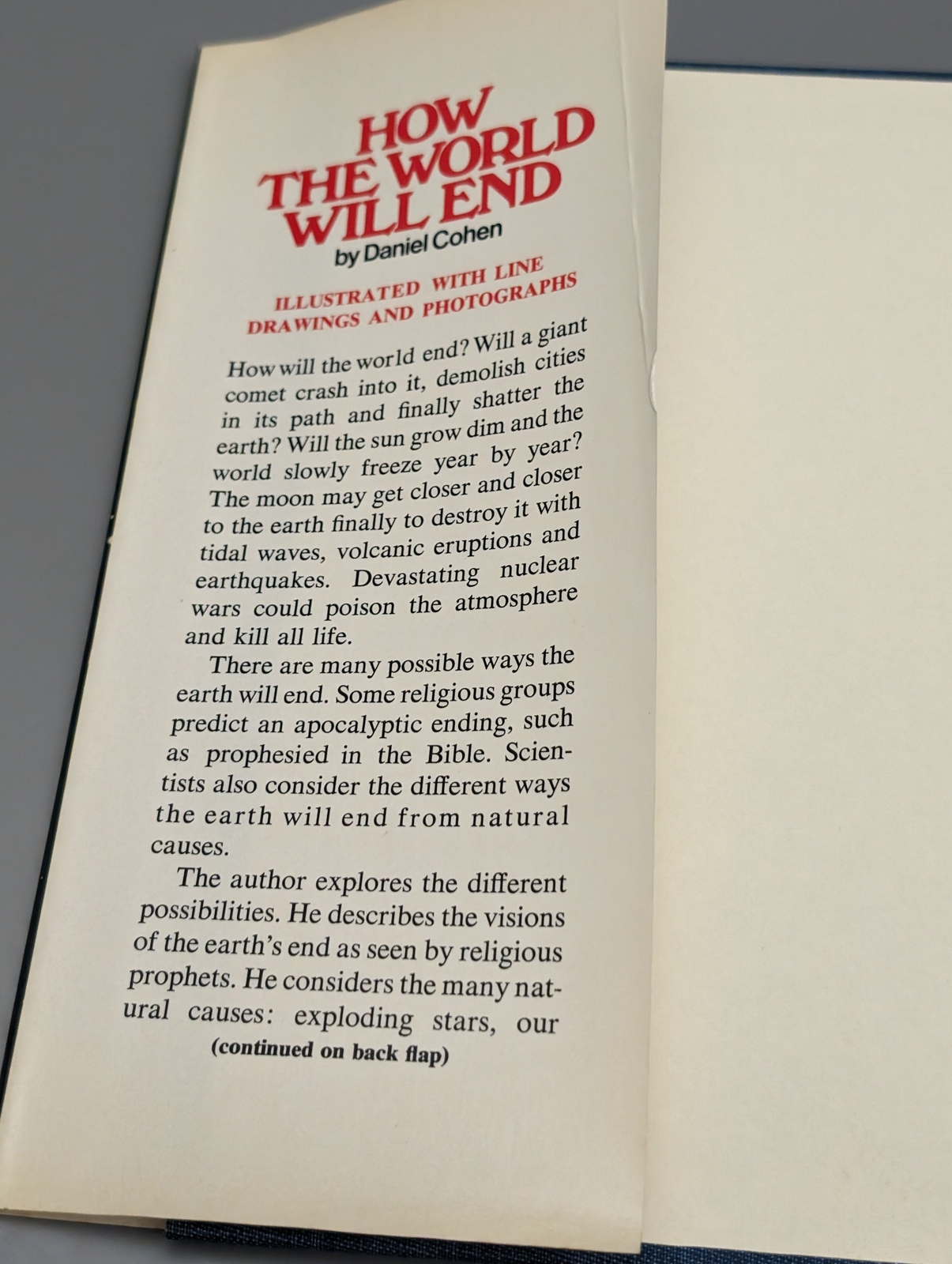 How the World Will End by Cohen, Daniel 1973 HCDJ SEE PICS