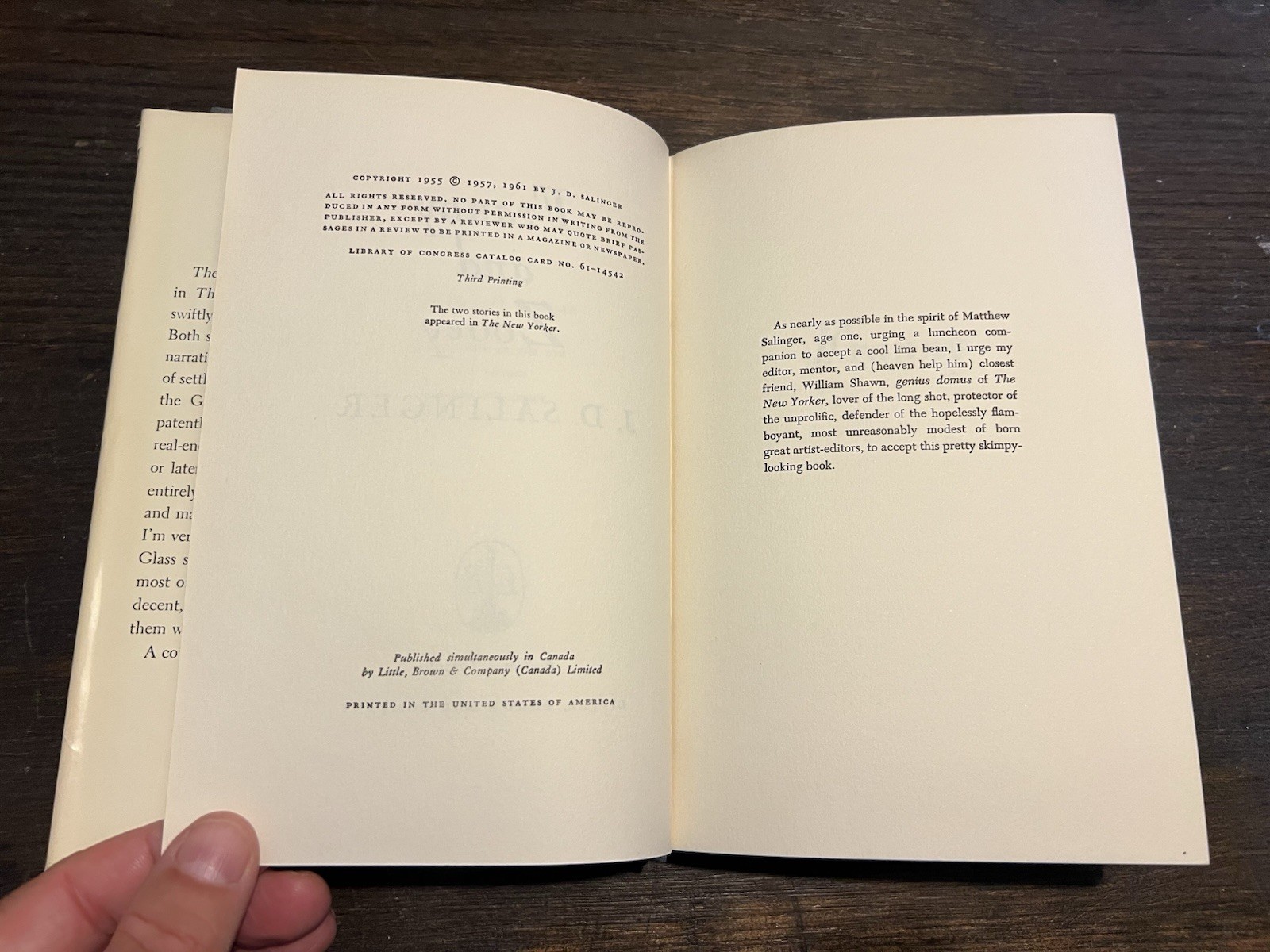 “Franny and Zooey” J D Salinger 1961 1st edition 3rd printing HCDJ $4.00 Classic