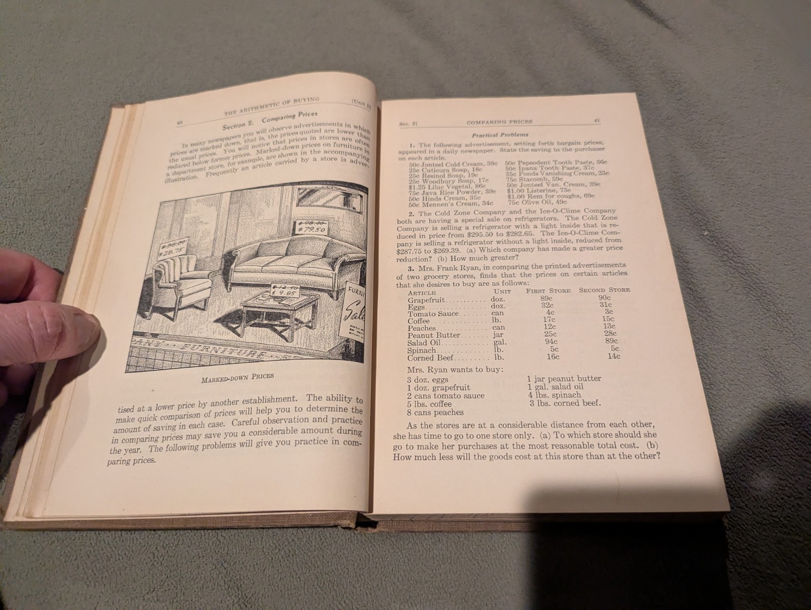 1940 Applied Business Arithmetic Curry & Rice School Textbook HC Fourth Edition