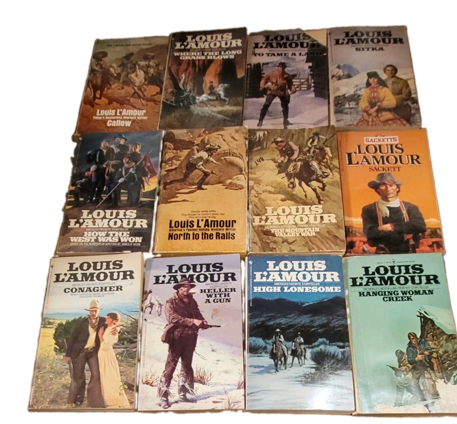 Lot Of 12 Vintage Louis L’ Amour 1960s-70s Books Paperback Western Cowboy Novels