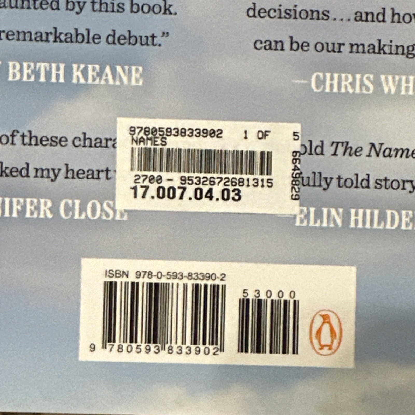 Names: a Read with Jenna Pick by Florence Knapp, Penguin, Hardcover, 2025