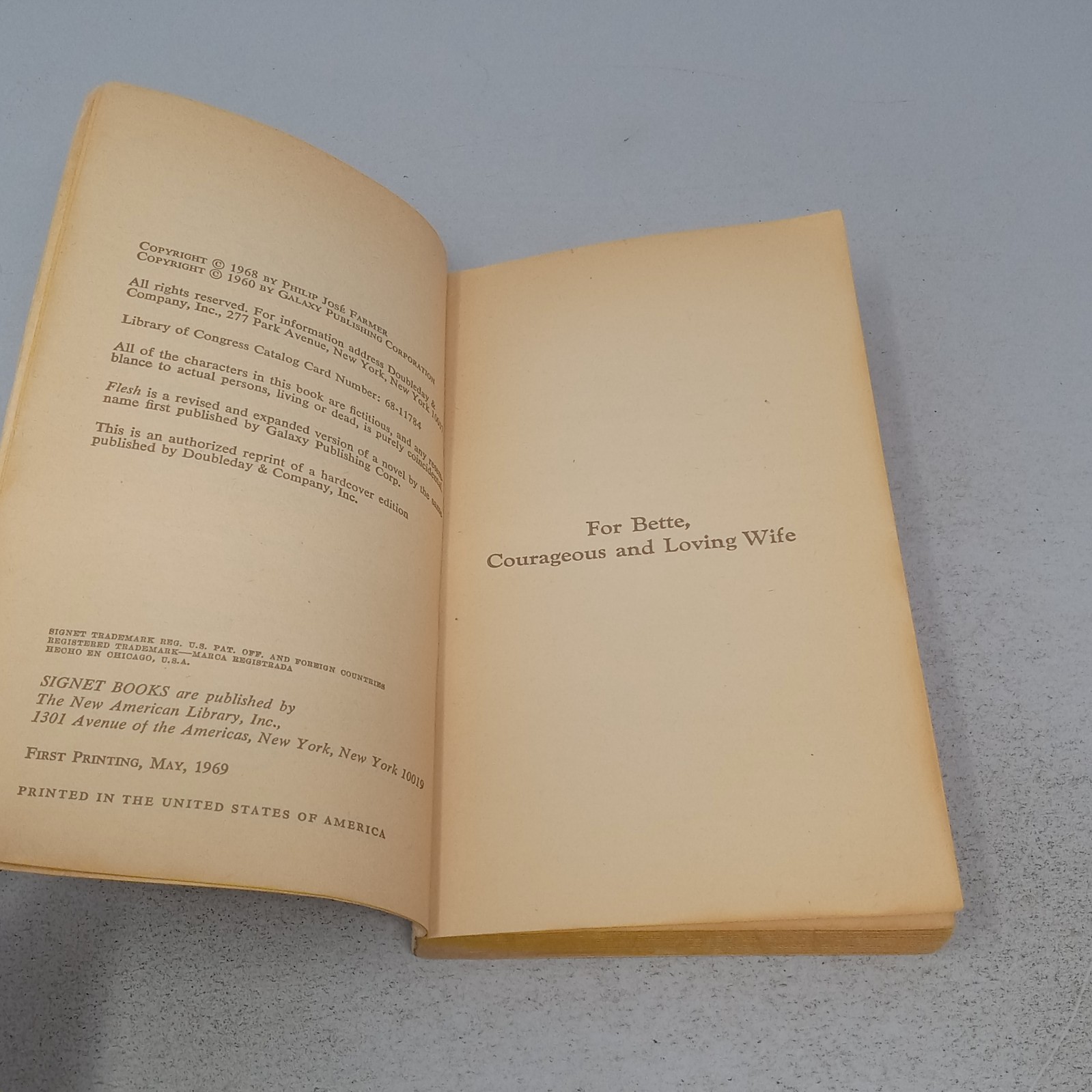 Flesh: 1969 New American Library Paperback by Philip José Farmer