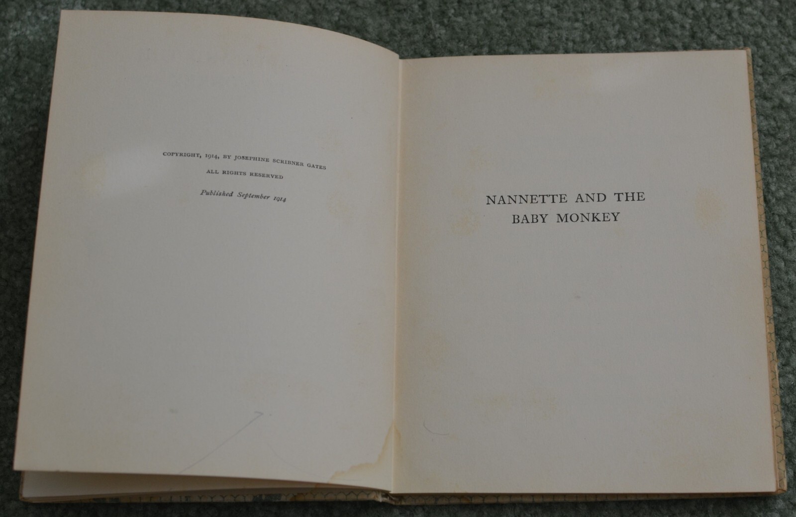 Nannette & Baby Monkey~Josephine Scribner Gates~vintage~1914~illustrated~RARE VG