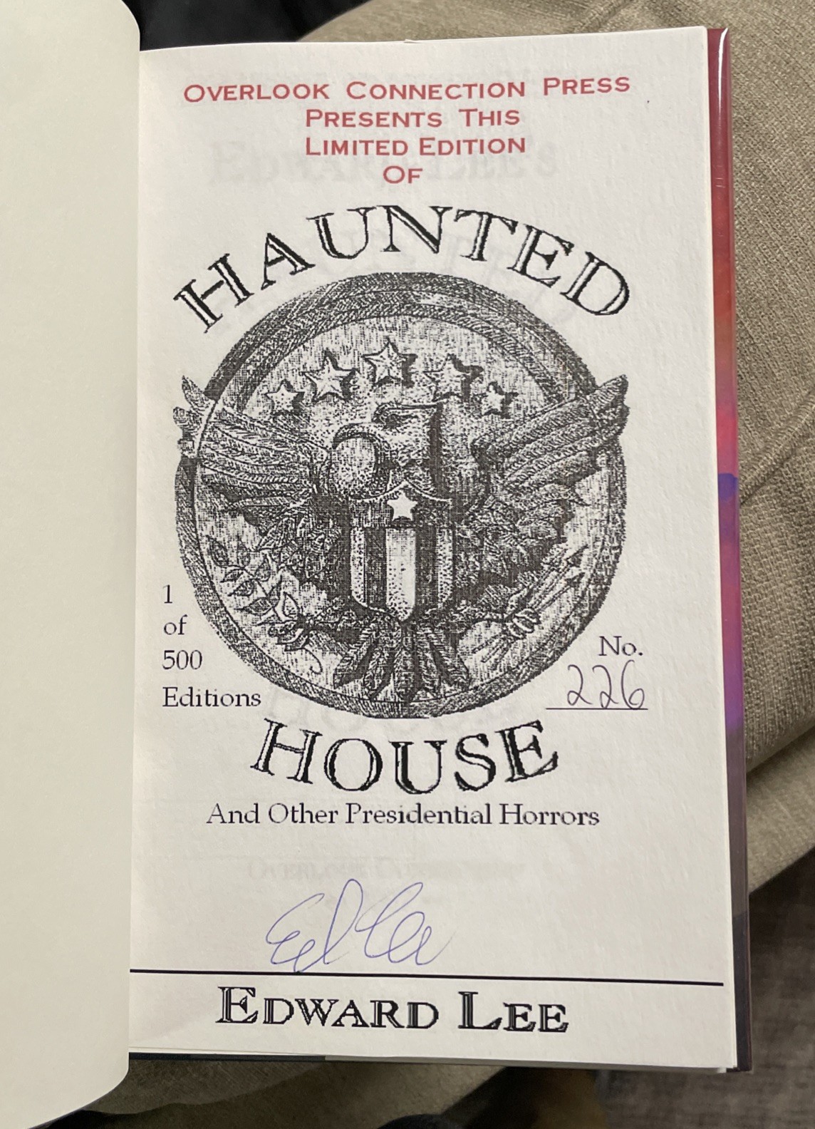 Haunted House signed by Edward Lee Hardcover, Limited, 1st Edition #226