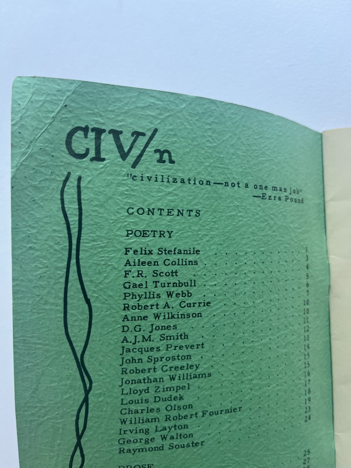 CIV/n 6 ~ 1954 ~ Charles Olson ~ Creeley ~ Irving Layton RARE literary magazine