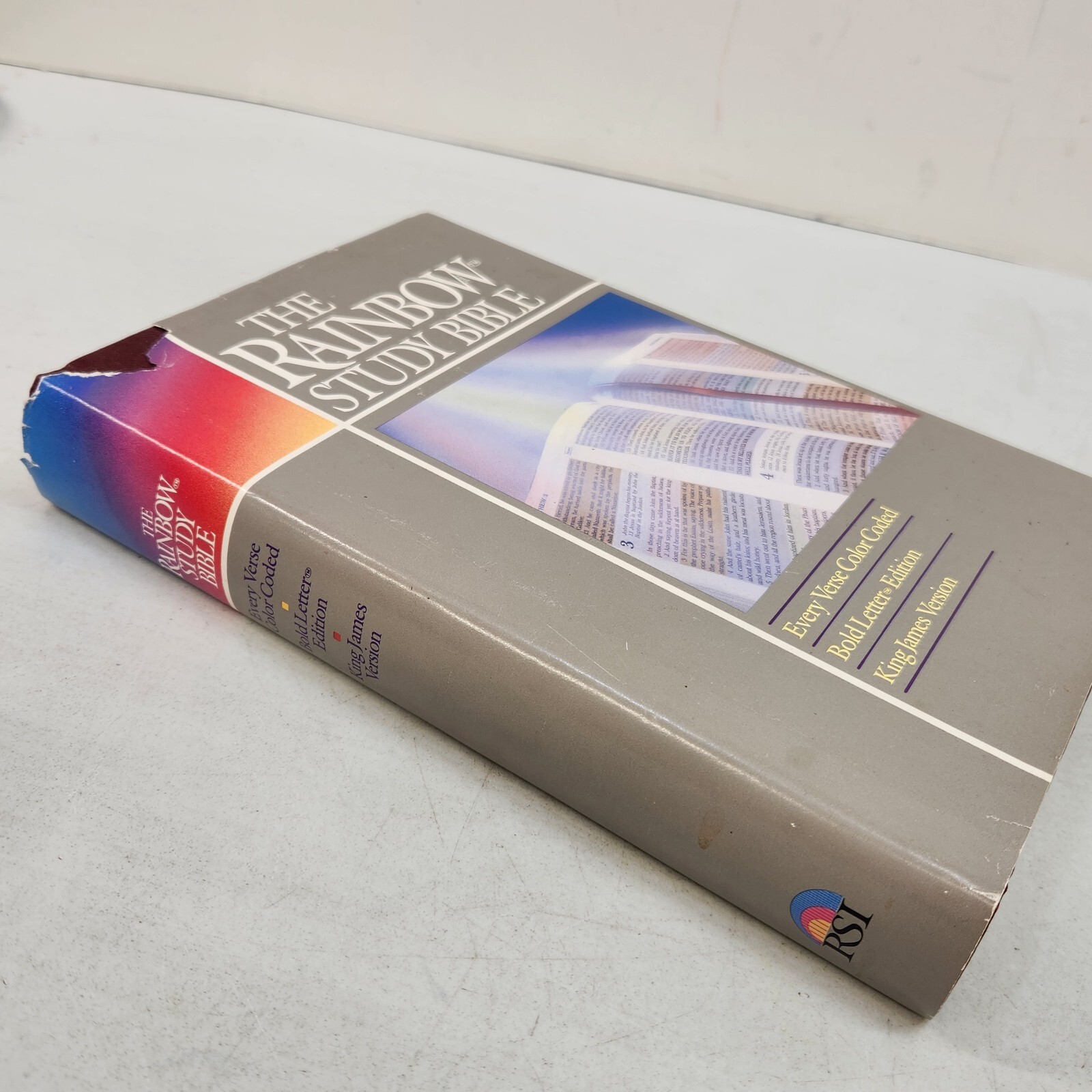 The Rainbow Study Bible (1986) Color Coded Burgundy Hardback & Dust Jacket