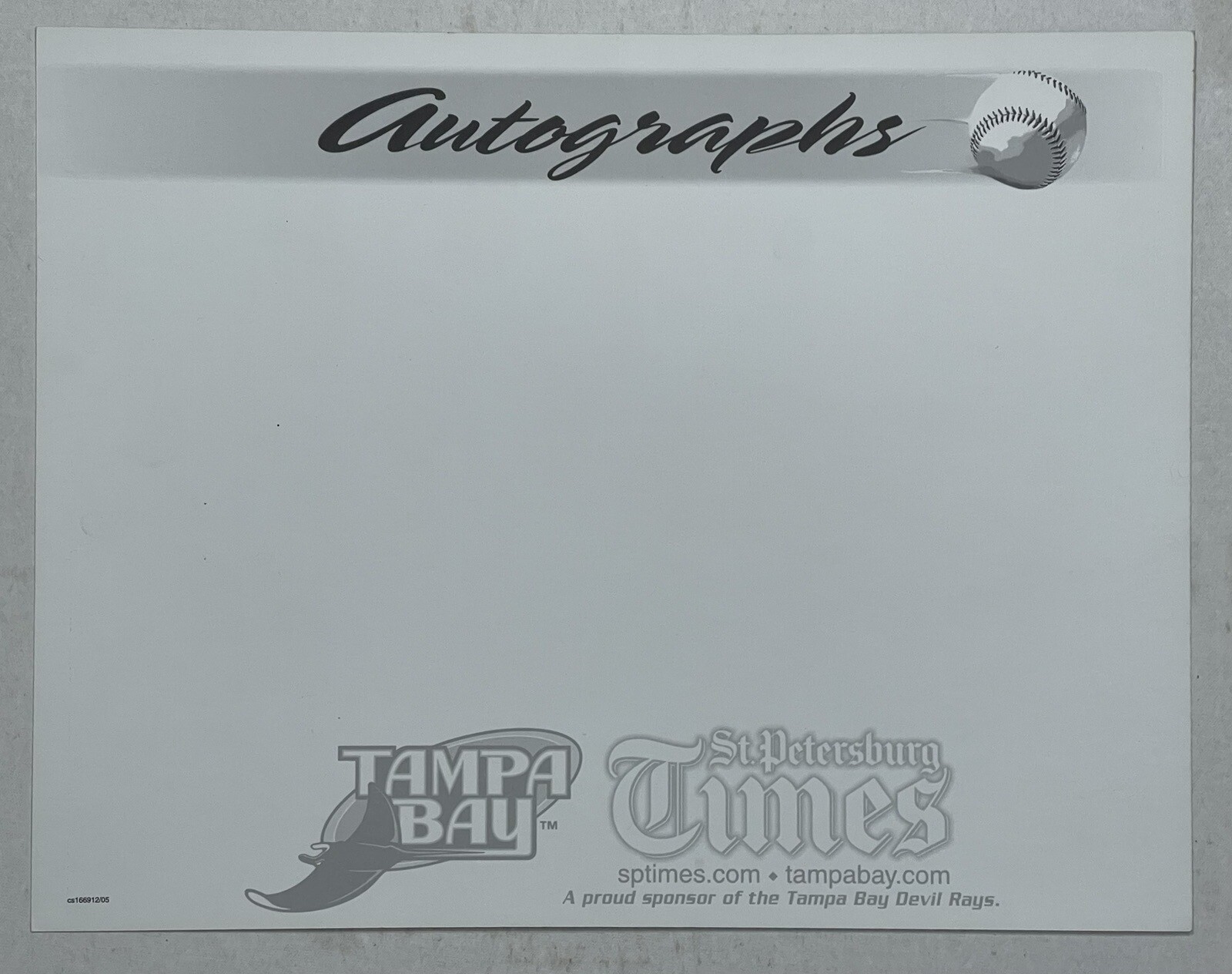 TAMPA BAY DEVIL GO RAYS MLB BASEBALL 11.25”X 8.75” FANFEST AUTOGRAPH CARD SIGN