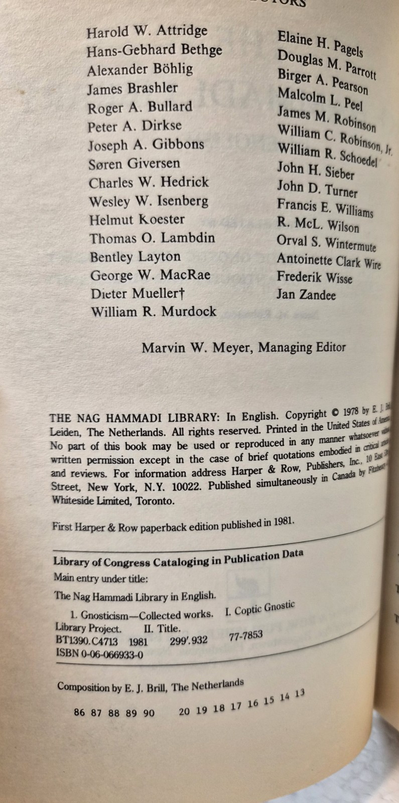 NAG HAMMADI LIBRARY: J. M. Robinson Very Good/PB/1981 (see photos:)