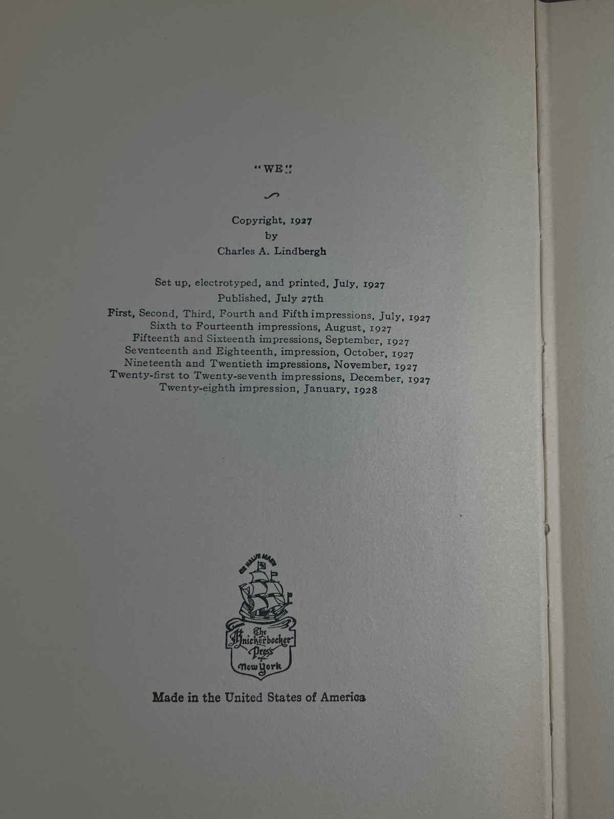 We by Charles A. Lindbergh 1928 Grosset And Dunlap 28th Printing Illustrated HC