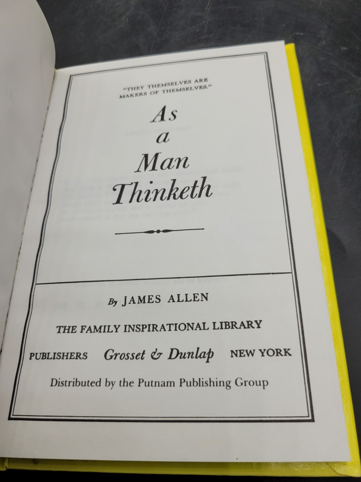 As A Man Thinketh By James Allen Hardcover Putnam