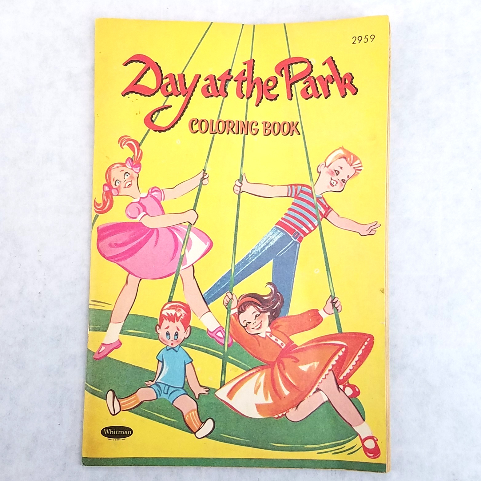 Vintage Coloring Book Day at the Park by Gerry Geischer 1963 Whitman Unmarked