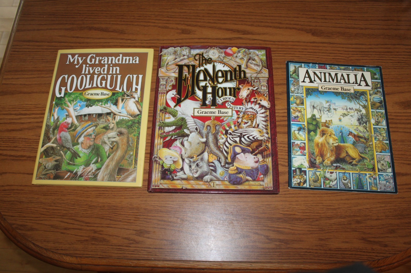 3 Graeme Base Picture Books Lot Animalia Grandma Gooligulch Eleventh Hour