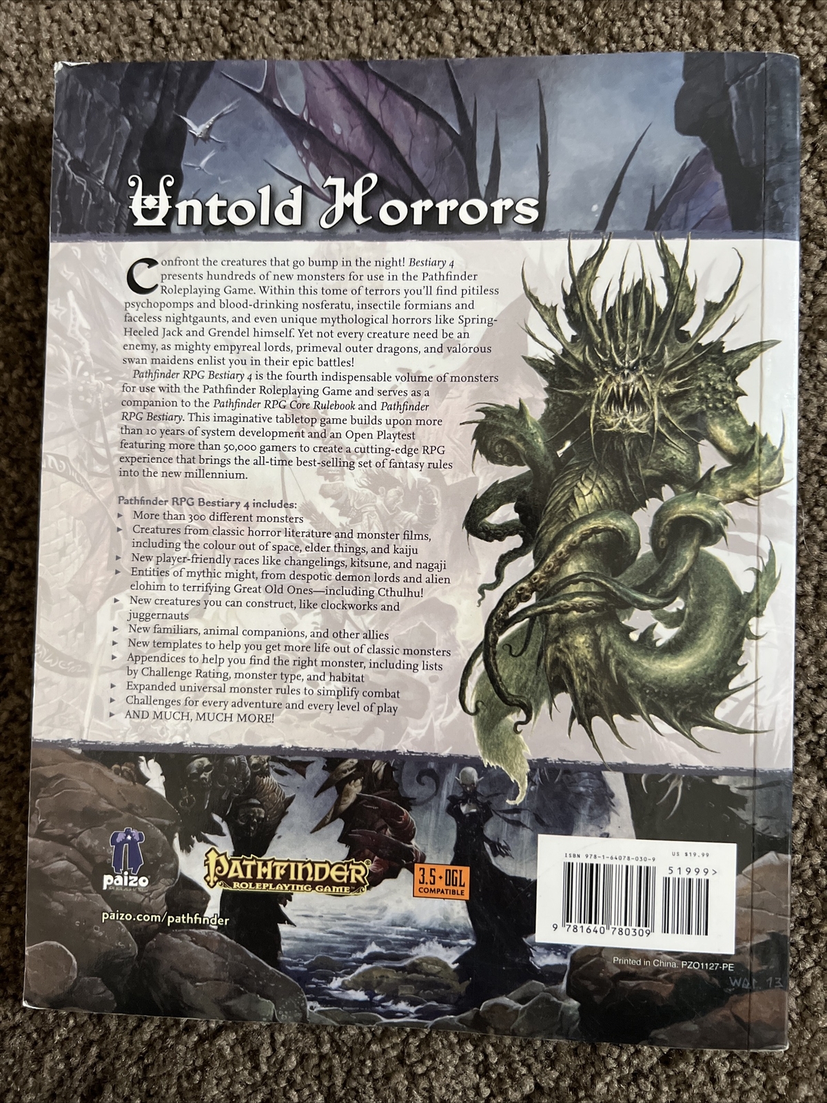 Pathfinder Roleplaying Game: Bestiary 4 Bulmahn, Jason Pathfinder Paizo Inc.