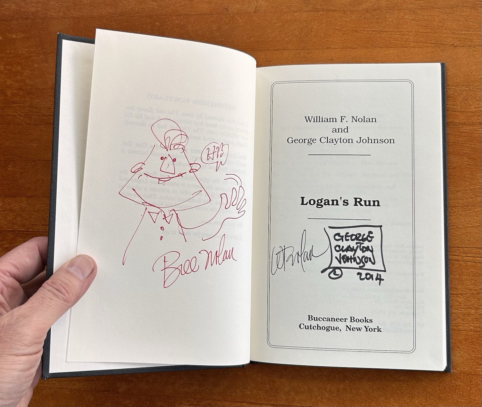 Logan’s Run SIGNED DOODLED George Clayton Johnson William F Nolan Buccaneer HC
