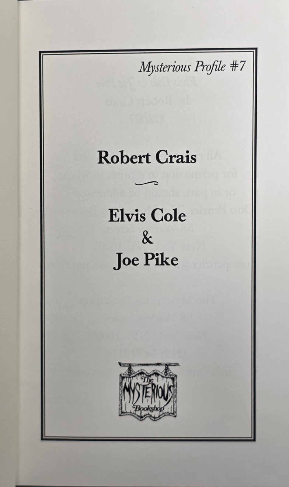 Robert Crais SIGNED “Elvis Cole & Joe Pike” Mysterious Profile 1st Ed Limited#60