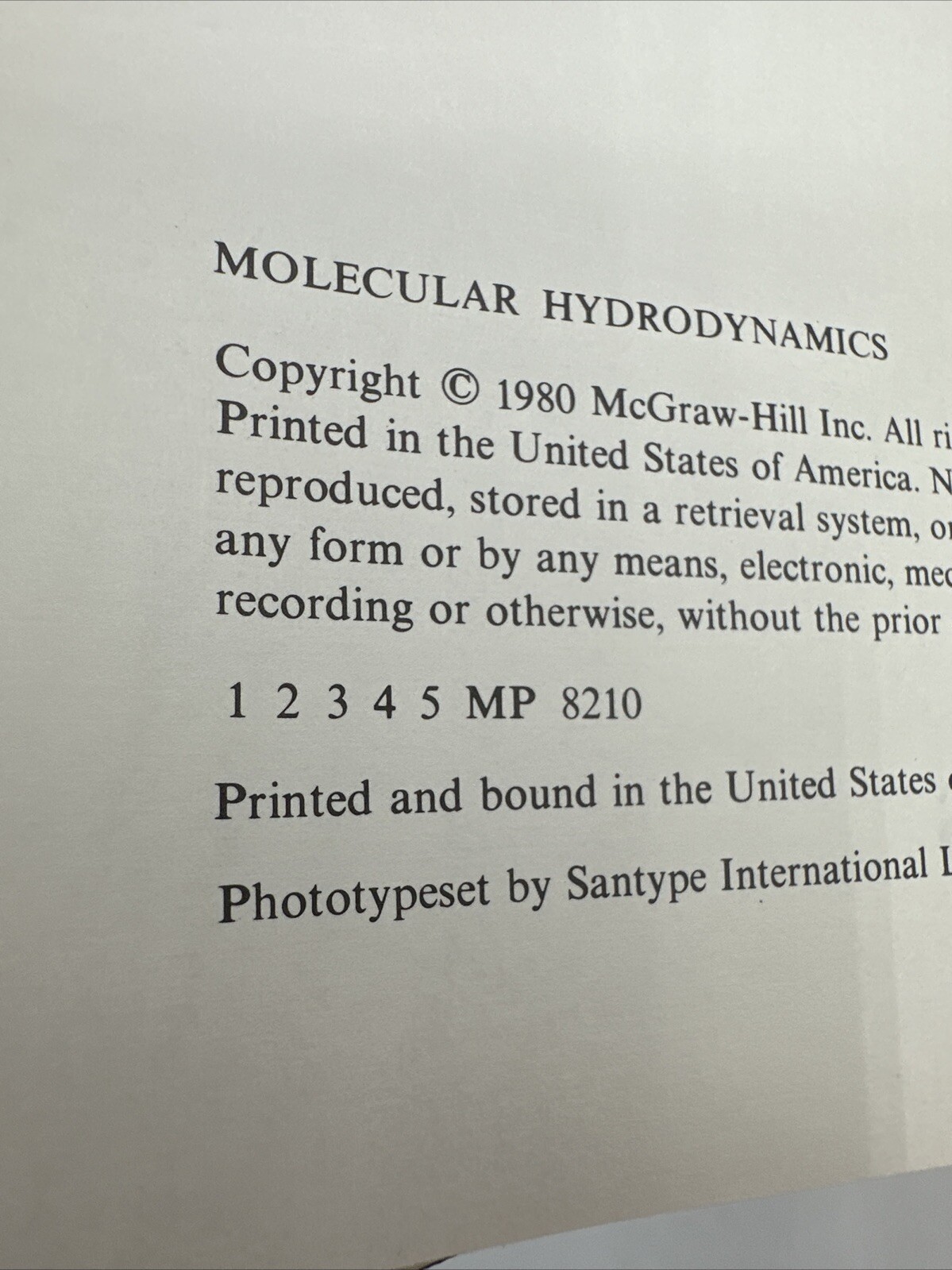 Molecular Hydrodynamics Jean Boon Sidney Yip Hardcover 1980 Rare 415 Pages DJ