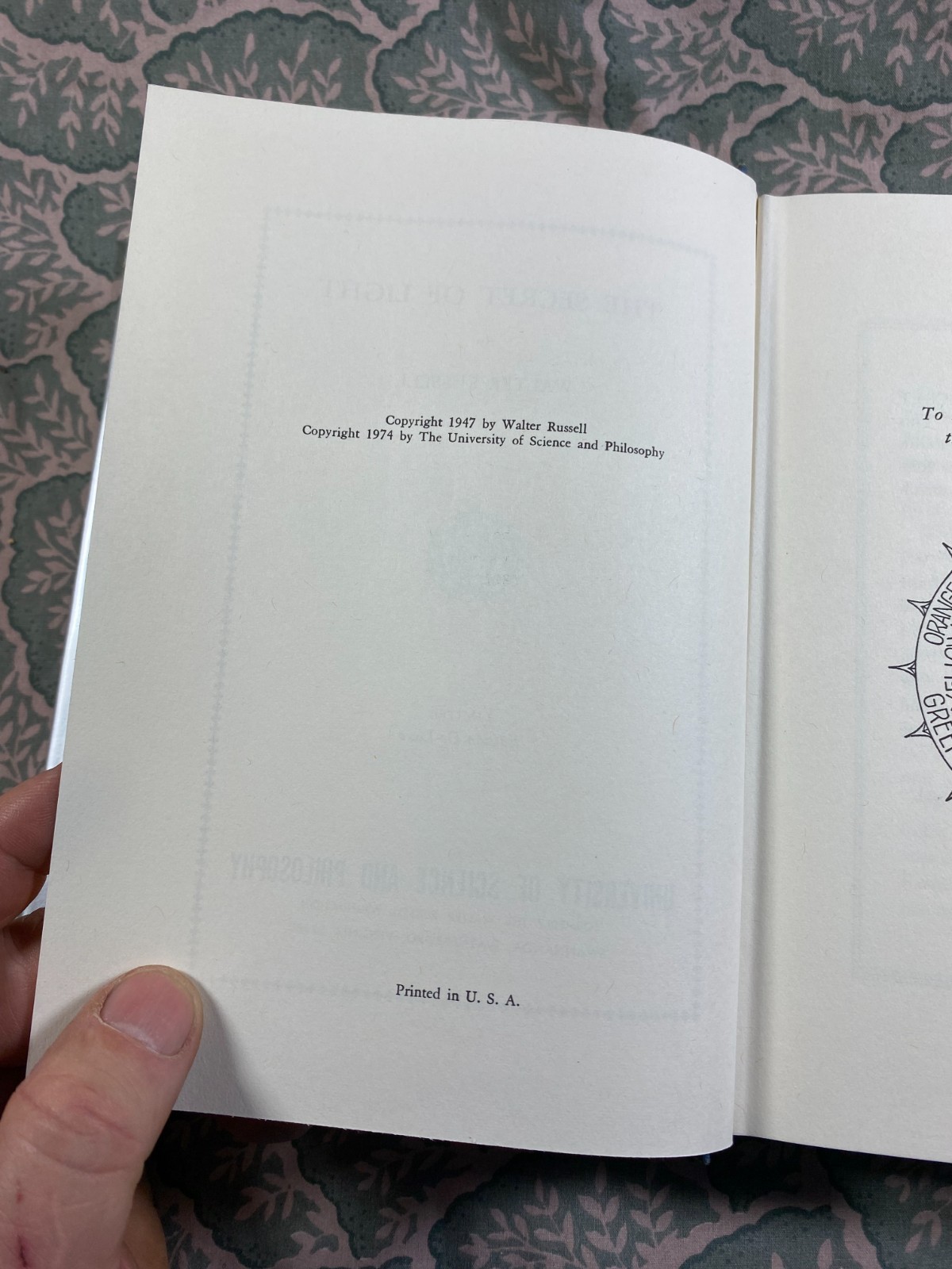The Secret of Light by Walter Russell Limited Edition 1974