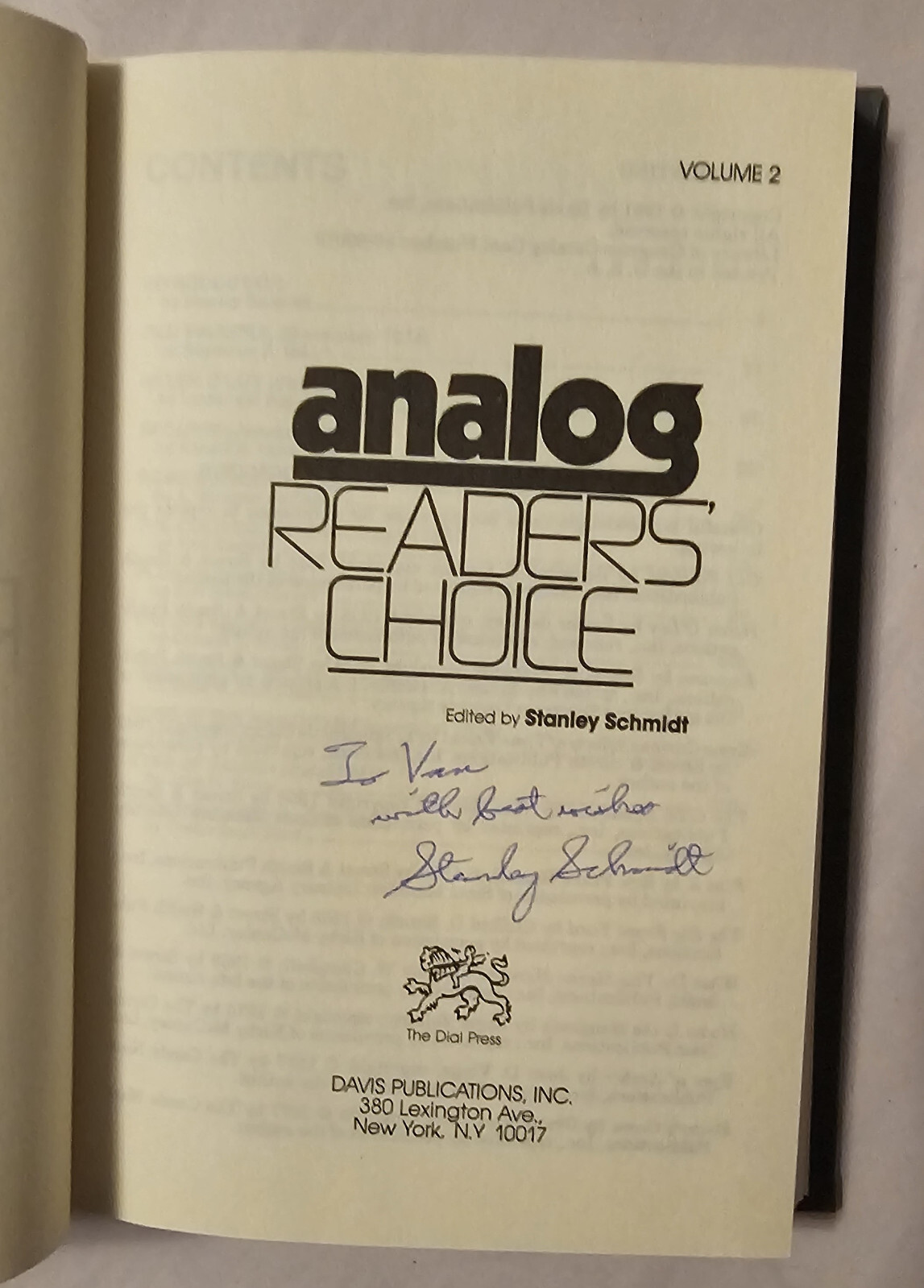 Analog: Readers’ Choice-Stanley Schmidt 1981 1st/1st Dial Press 1st Ender’s Game