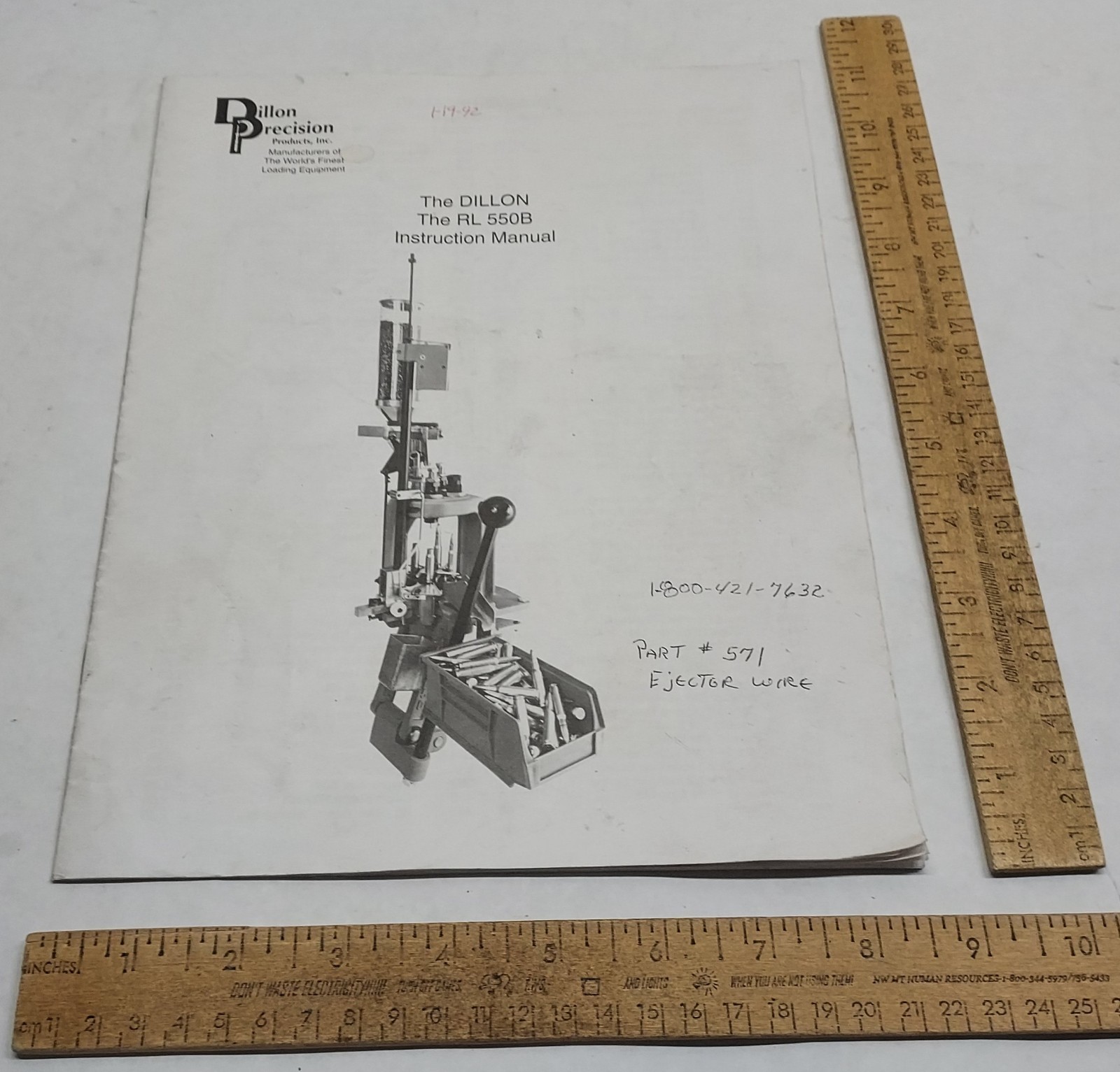The DILLON The RL 550B – Instruction Manual – As Is – listing #9599