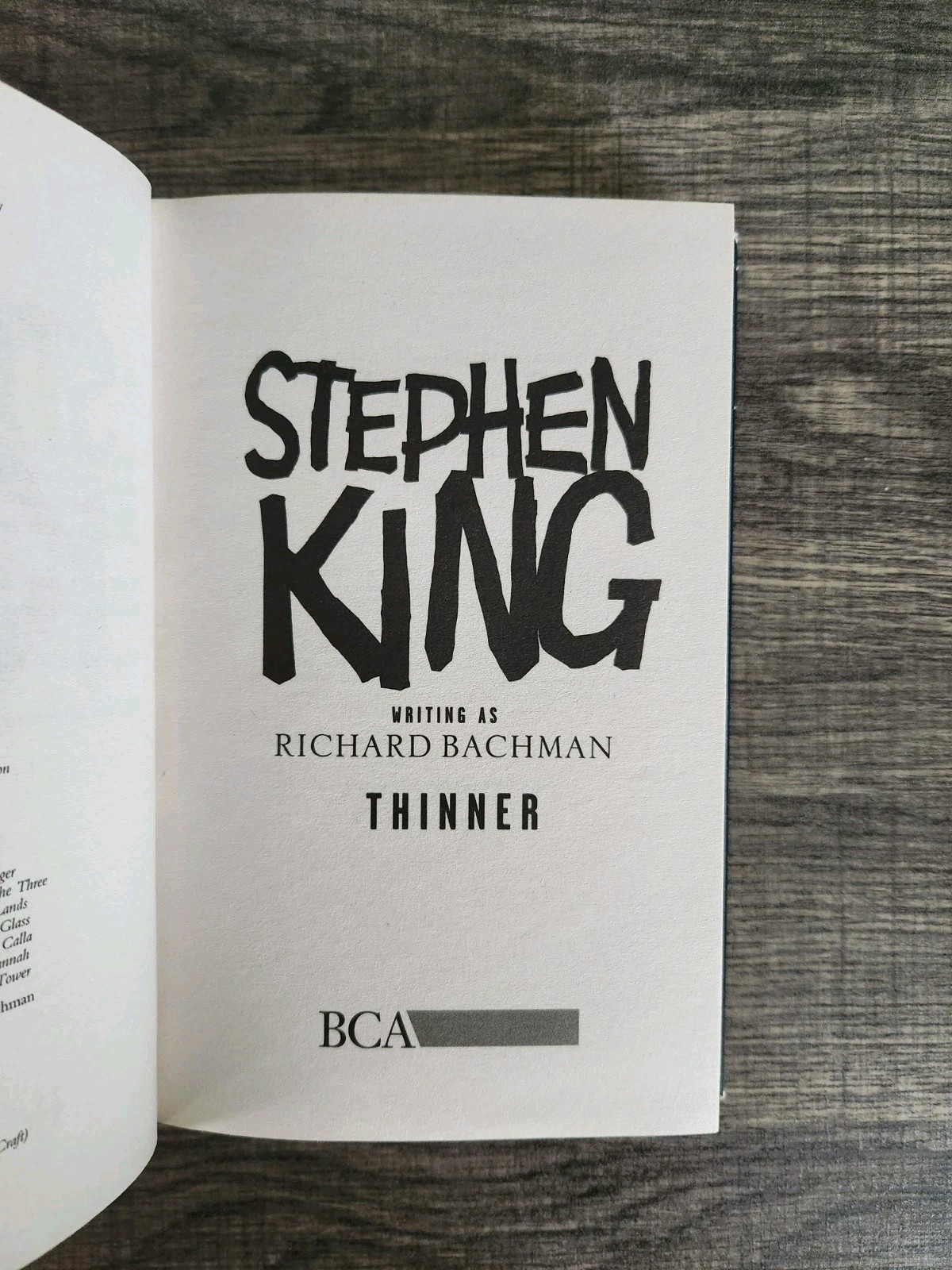 Stephen King Thinner Hardcover Richard Bachman BCA 2009 Book Club Edition Horror