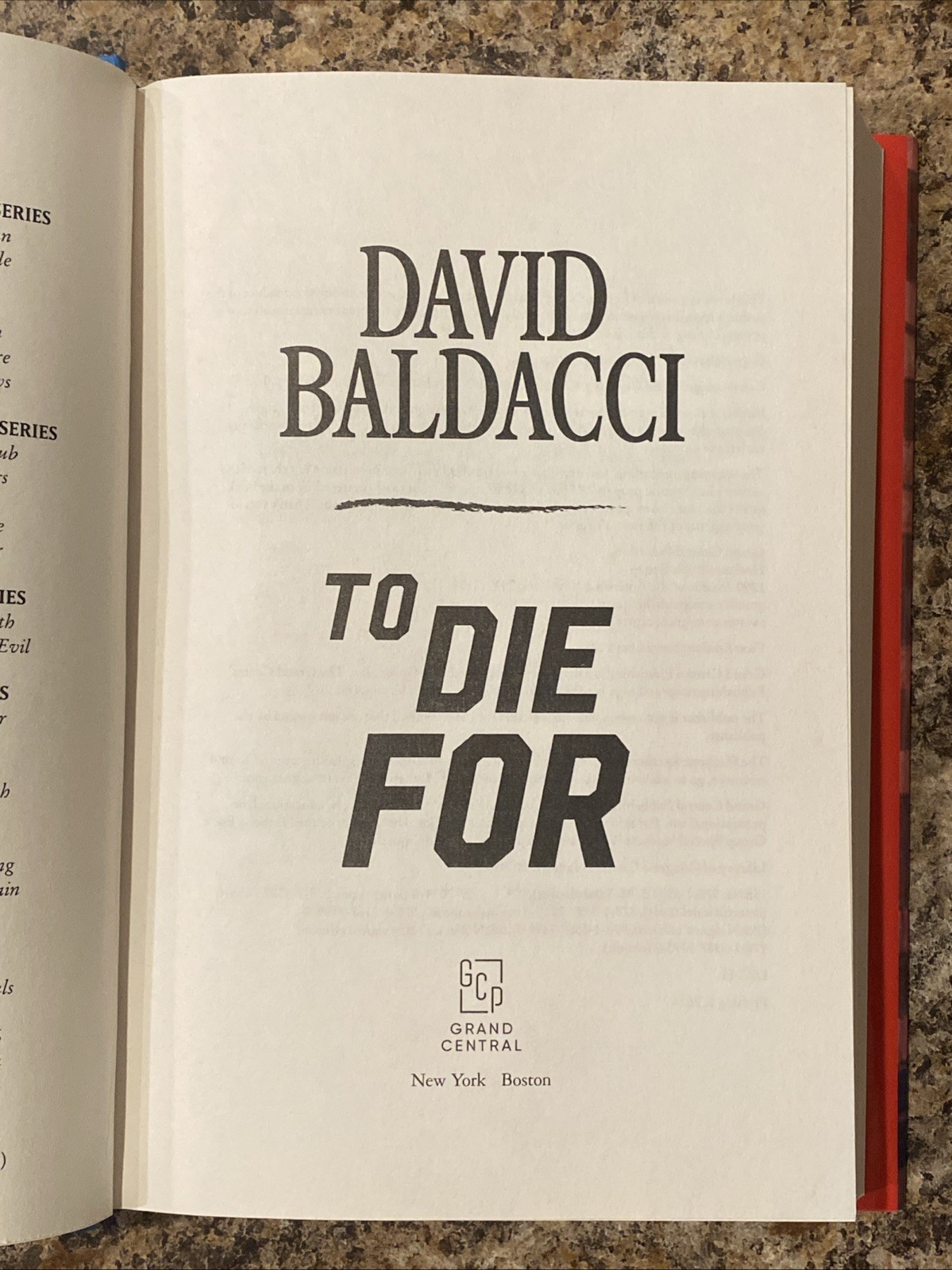 To Die For SIGNED by David Baldacci – 6:20 Man – 1st Printing / 1st Ed Fine HC