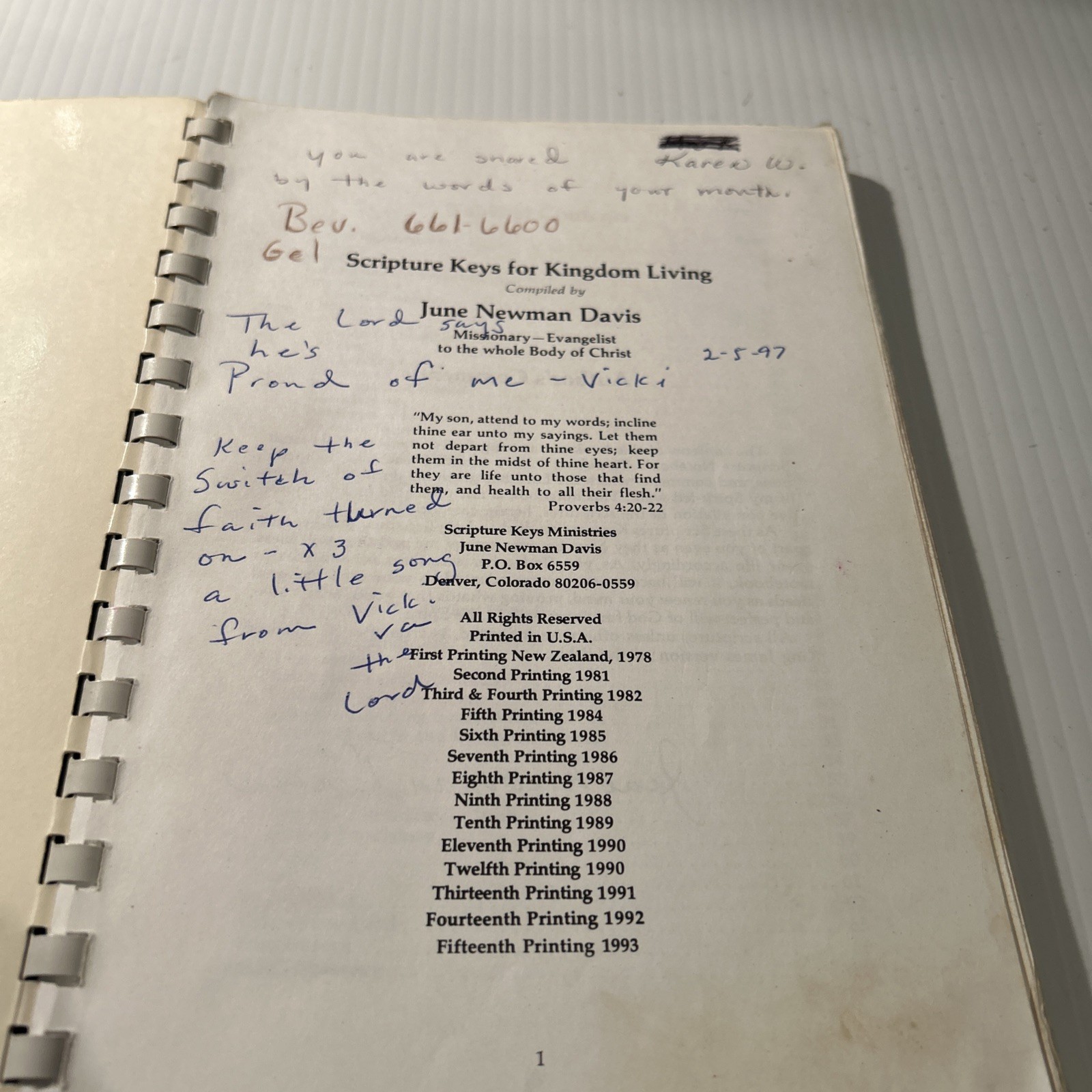 Scripture Keys for Kingdom Living By June Newman Davis 1978 Christian Prayer