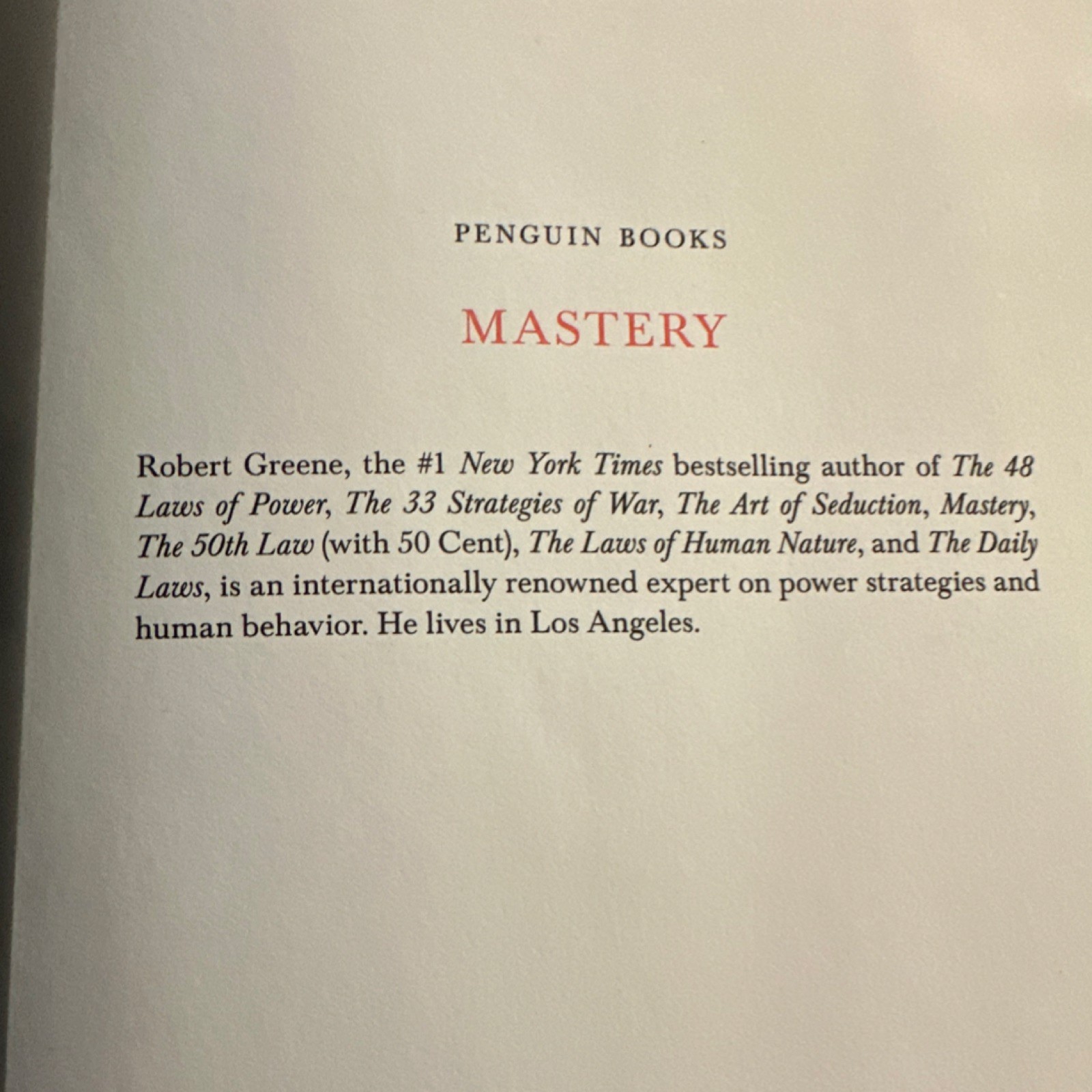 Mastery Robert Greene Trade Paperback Penguin Books 2013 Self-Help Motivational