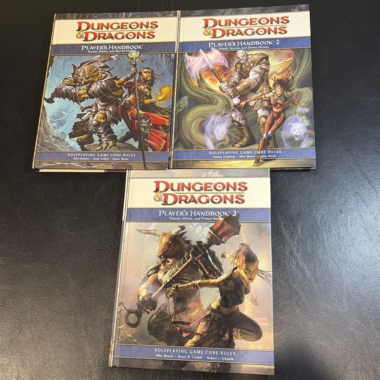 D&D 4e Player’s Handbook 1 2 3 Lot Core Rulebooks Wizards of the Coast 4th Ed