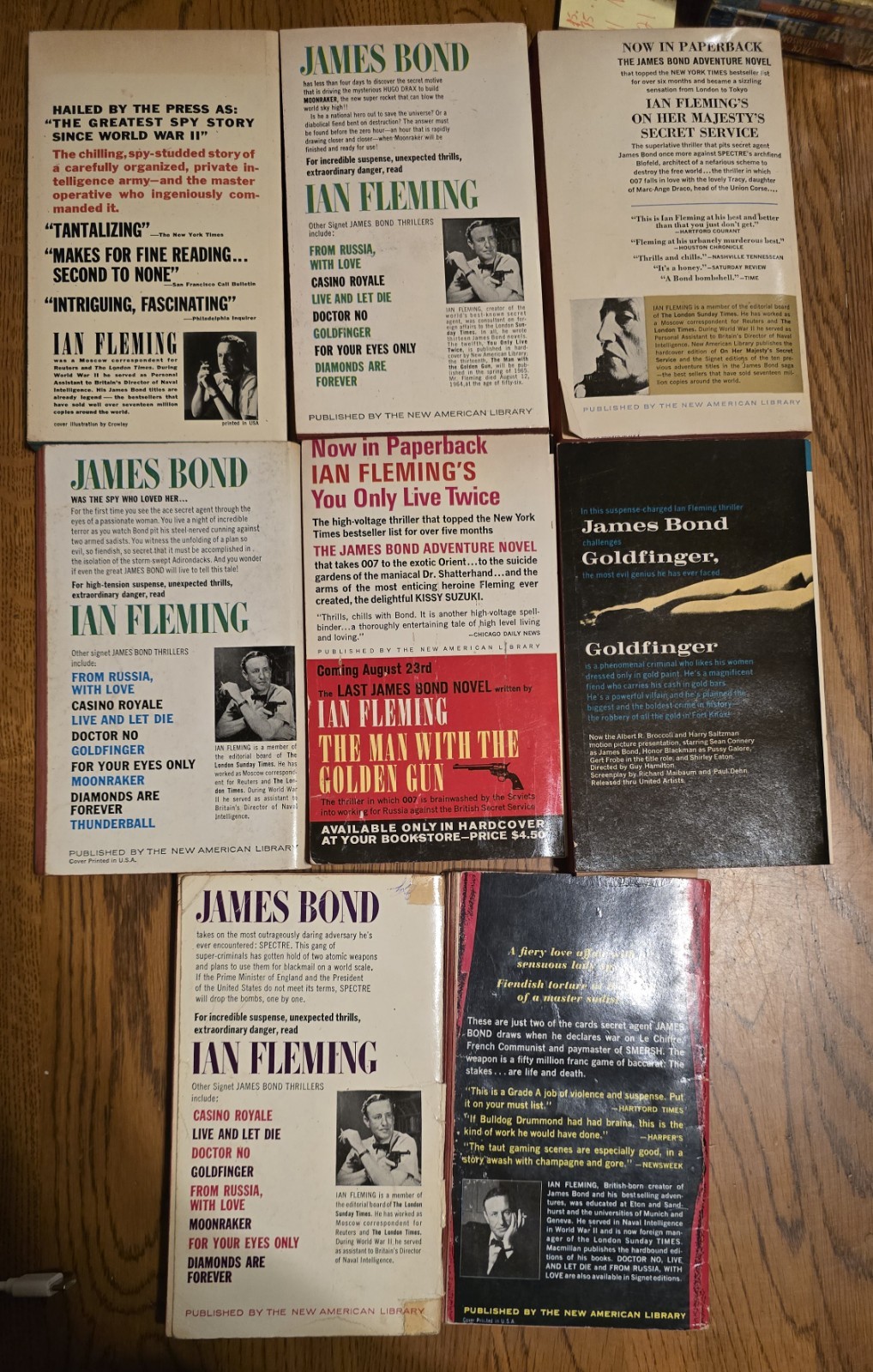 Lot of 8 James Bond Signet 1960’s Vintage Paperbacks by Ian Fleming 007